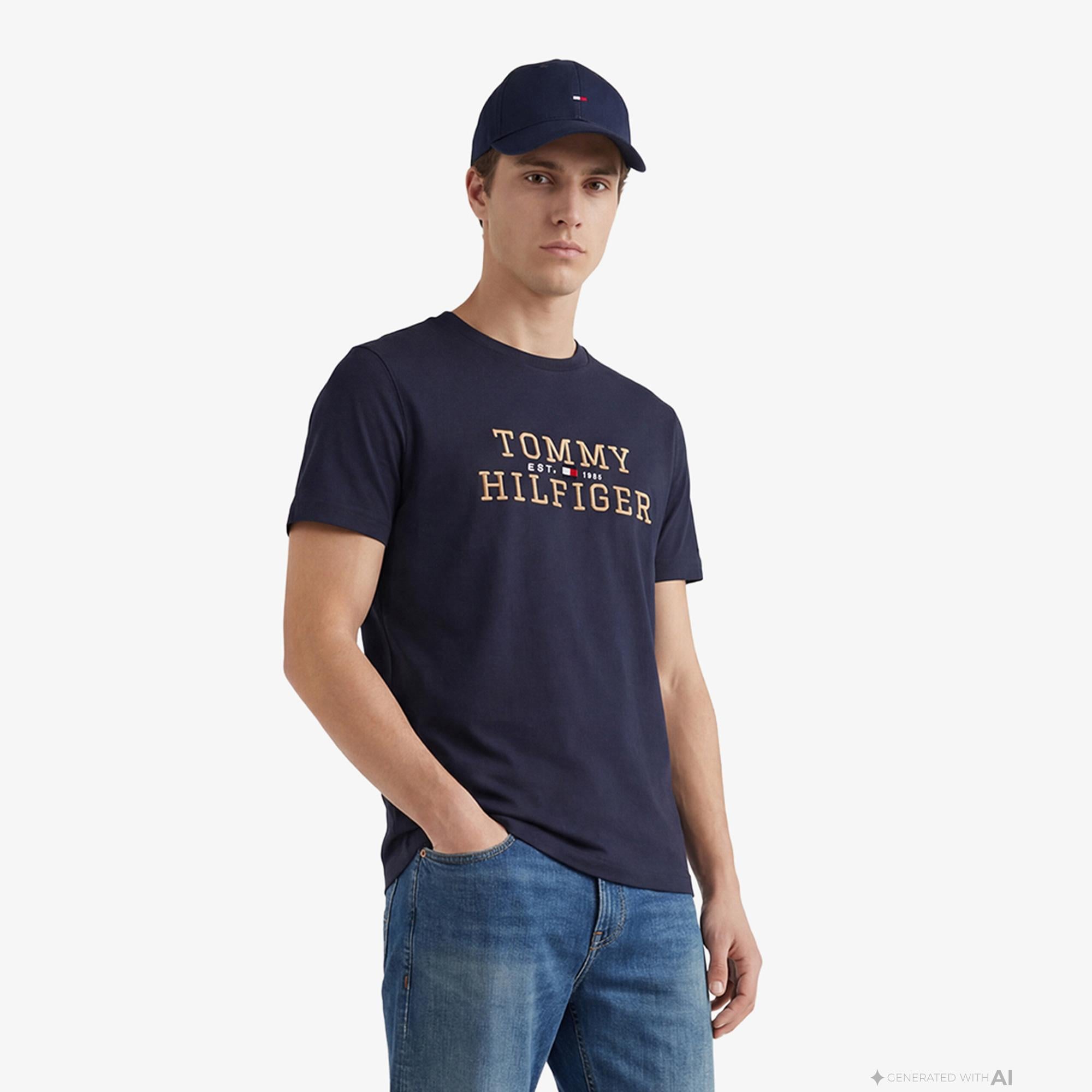 Tommy Hilfiger Brand Love Graphic Erkek Lacivert T-Shirt