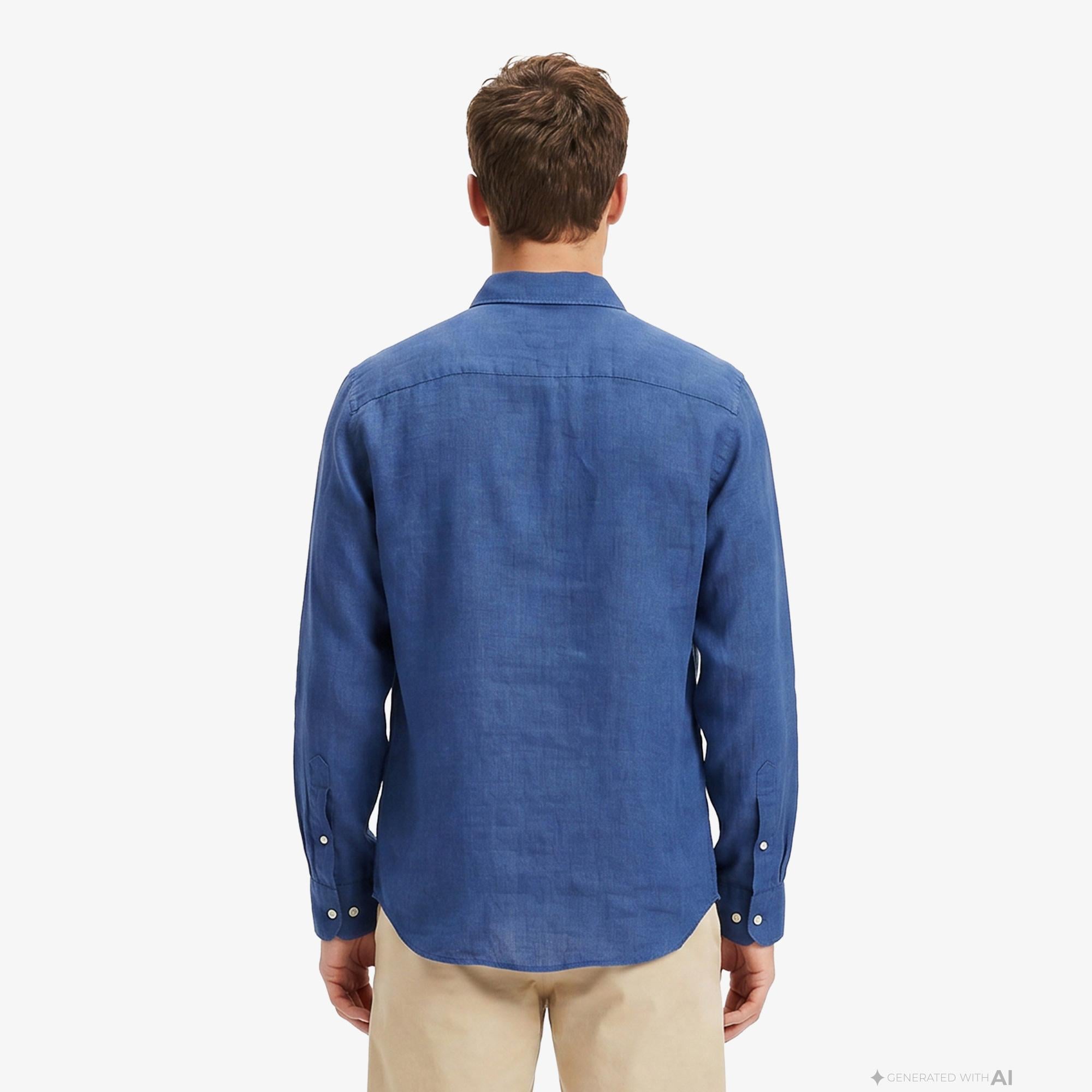 Tommy Hilfiger Seasonal Quality Erkek Mavi Keten Gömlek