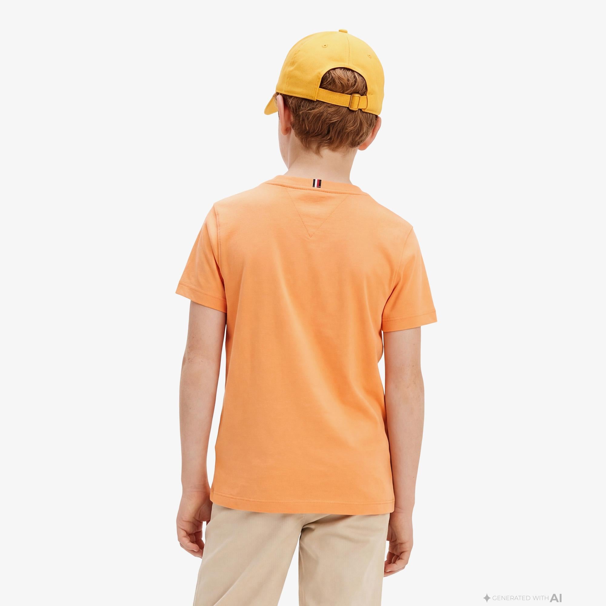 Tommy Hilfiger Essentials Çocuk Turuncu Crop T-Shirt