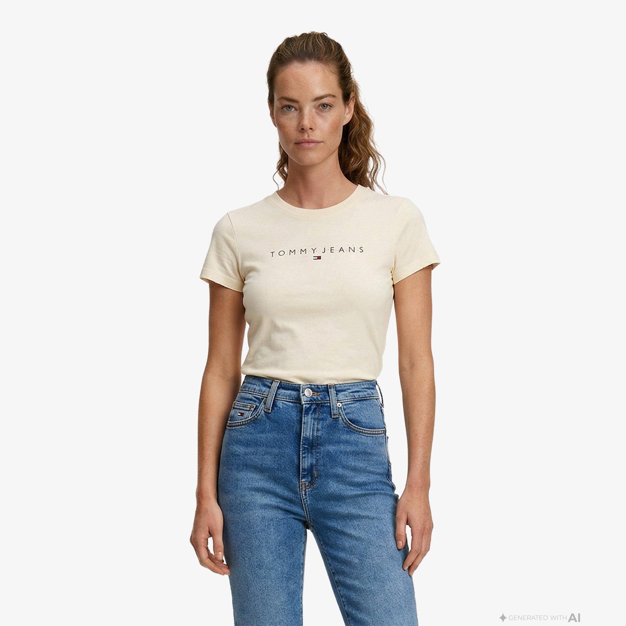 Tommy Hilfiger Linear Kadın Sarı T-Shirt