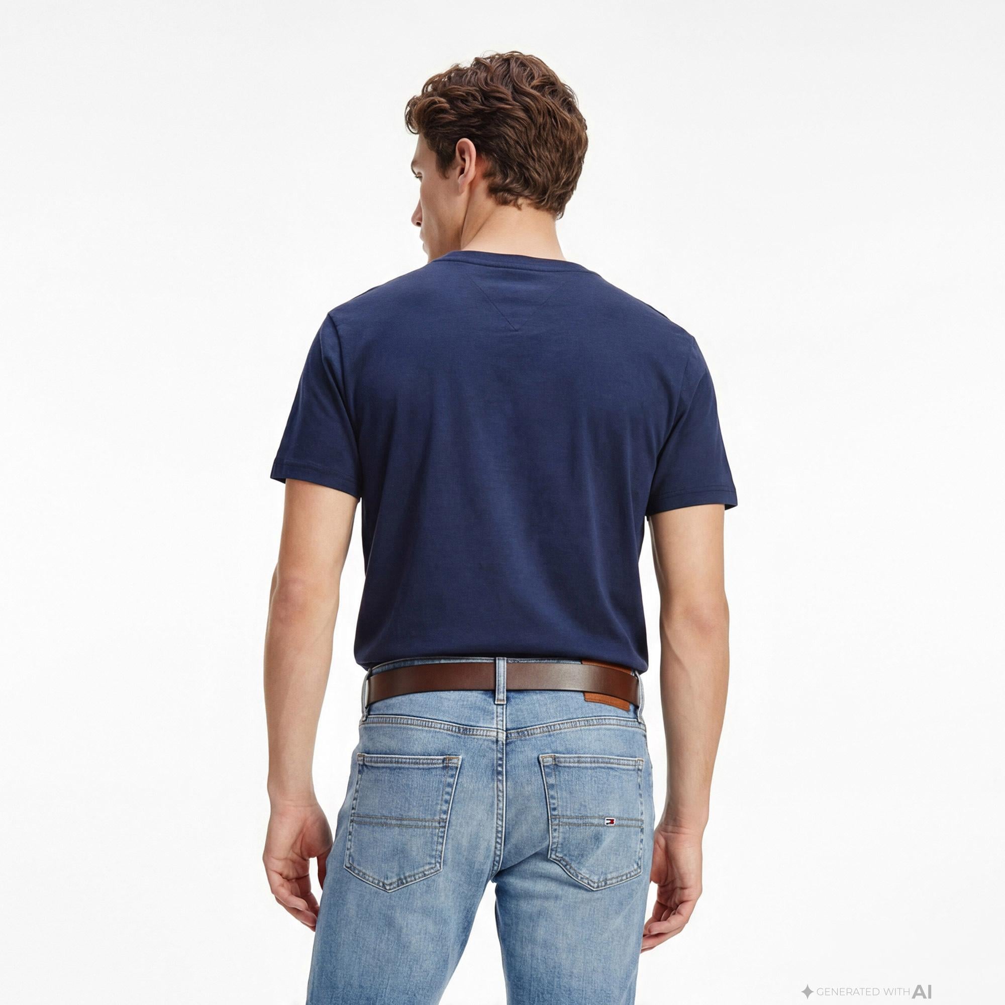 Tommy Hilfiger Flag Erkek Lacivert T-Shirt