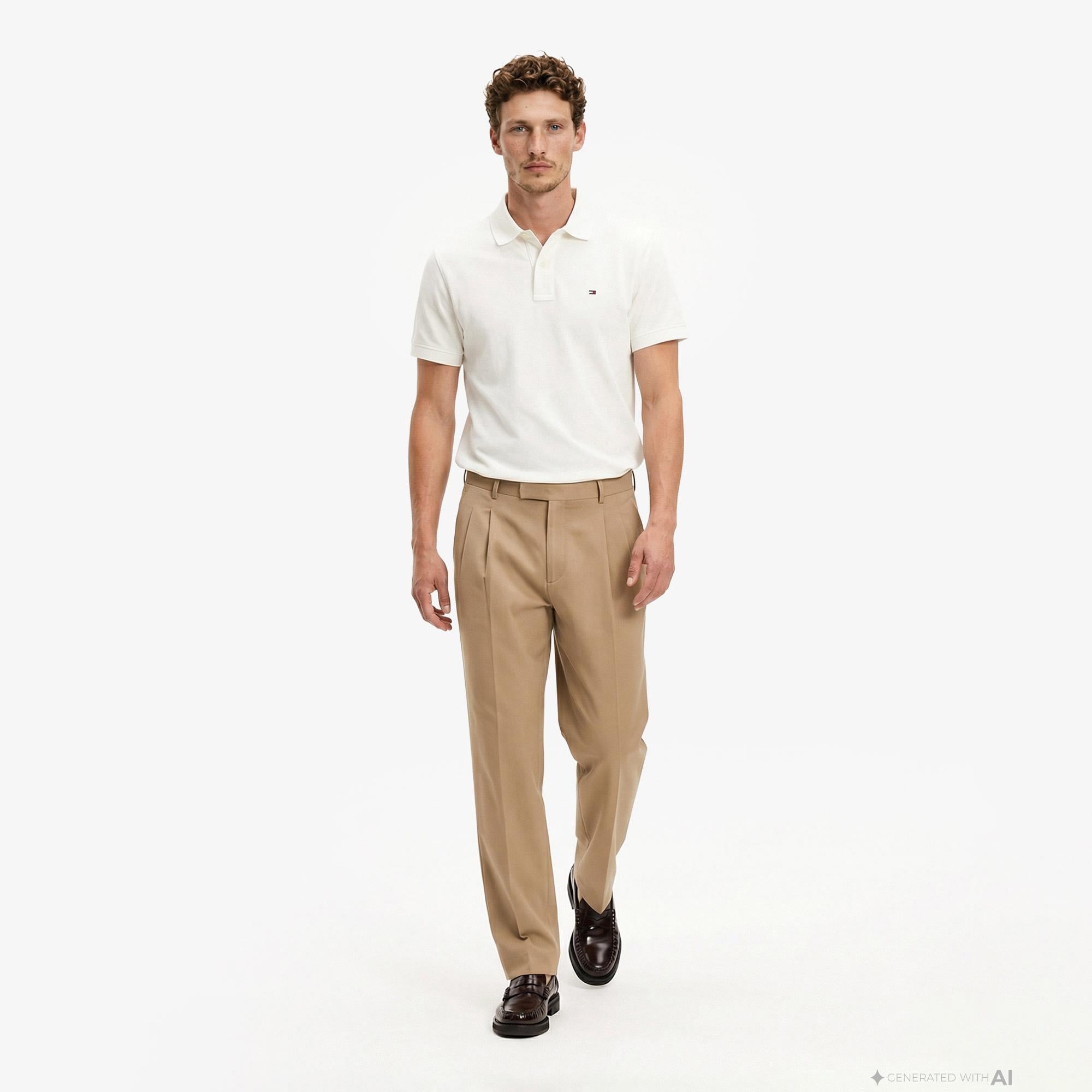Tommy Hilfiger Classic Flag Erkek Beyaz Polo Yaka T-Shirt