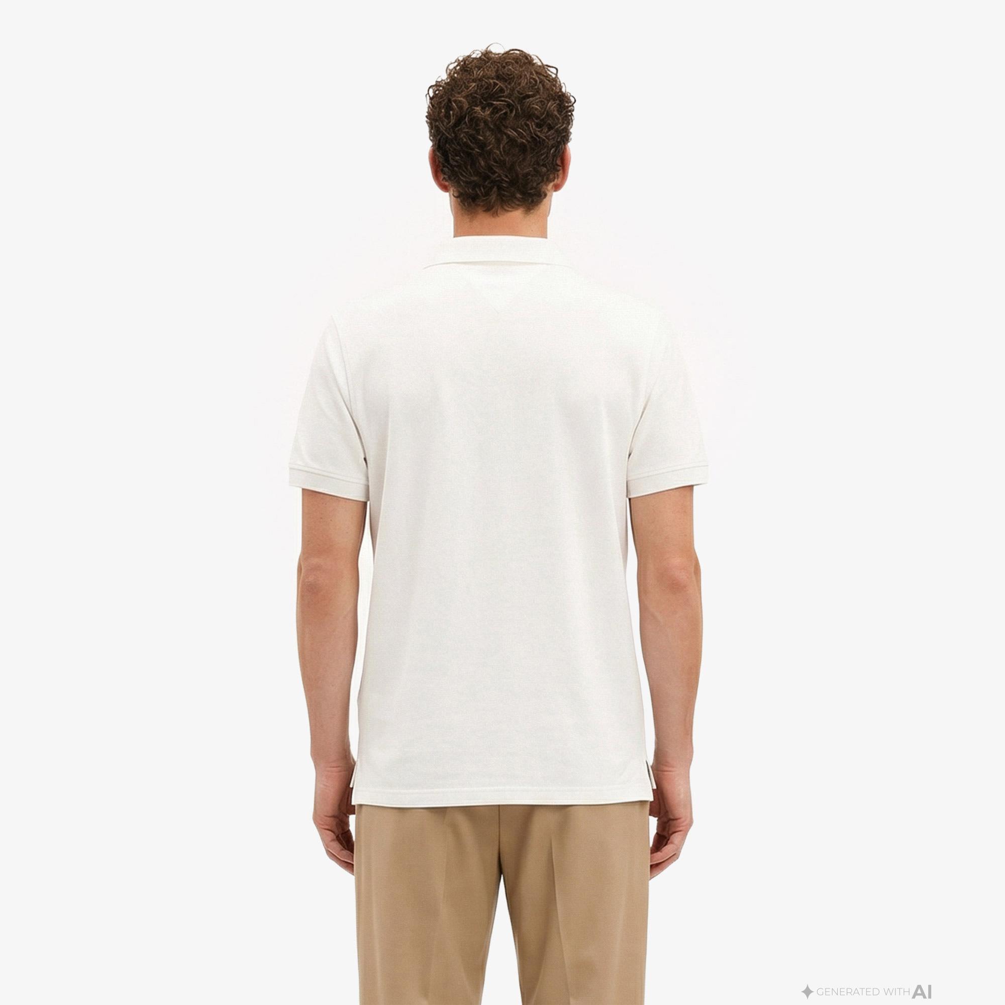 Tommy Hilfiger Classic Flag Erkek Beyaz Polo Yaka T-Shirt