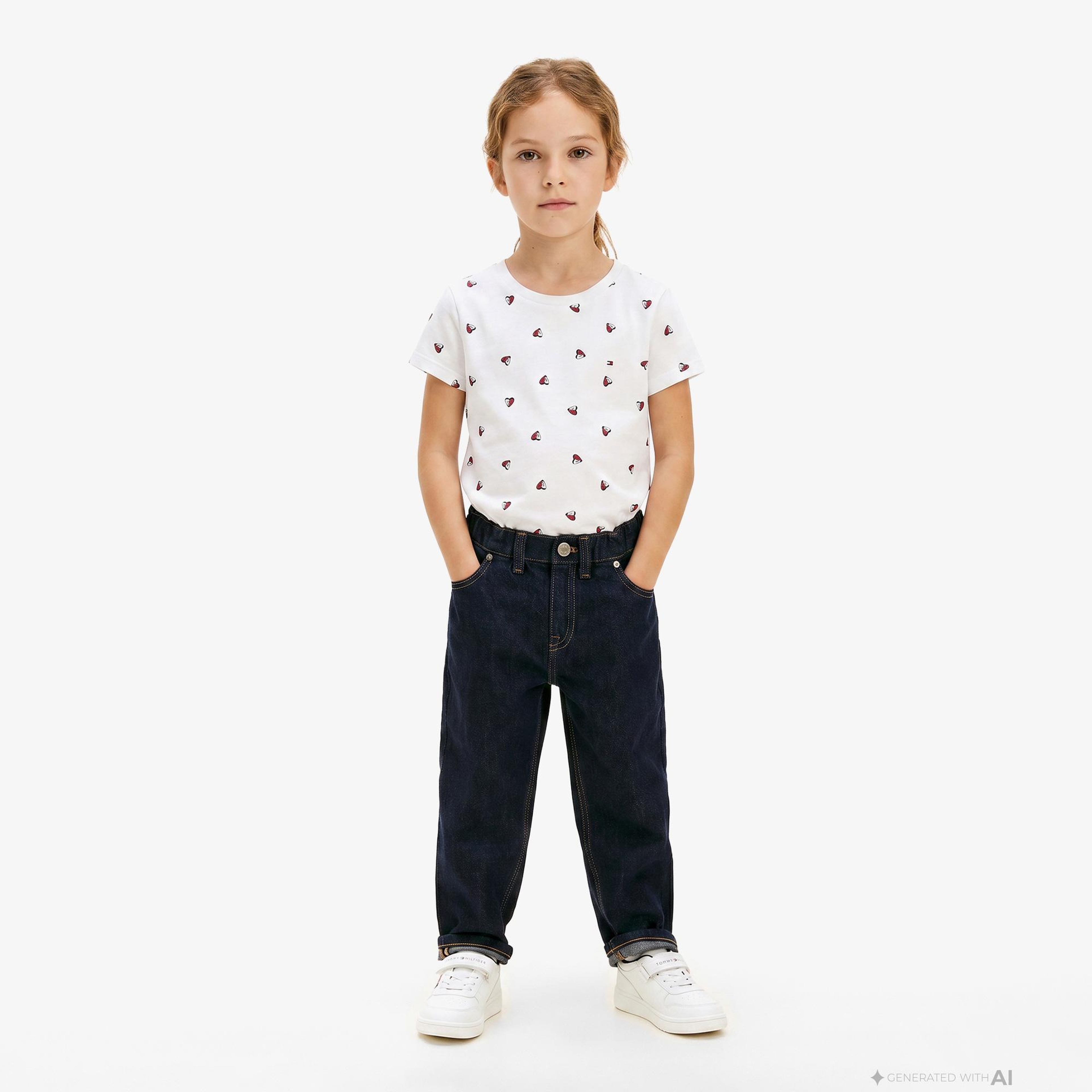 Tommy Hilfiger Little Çocuk Beyaz Crop T-Shirt