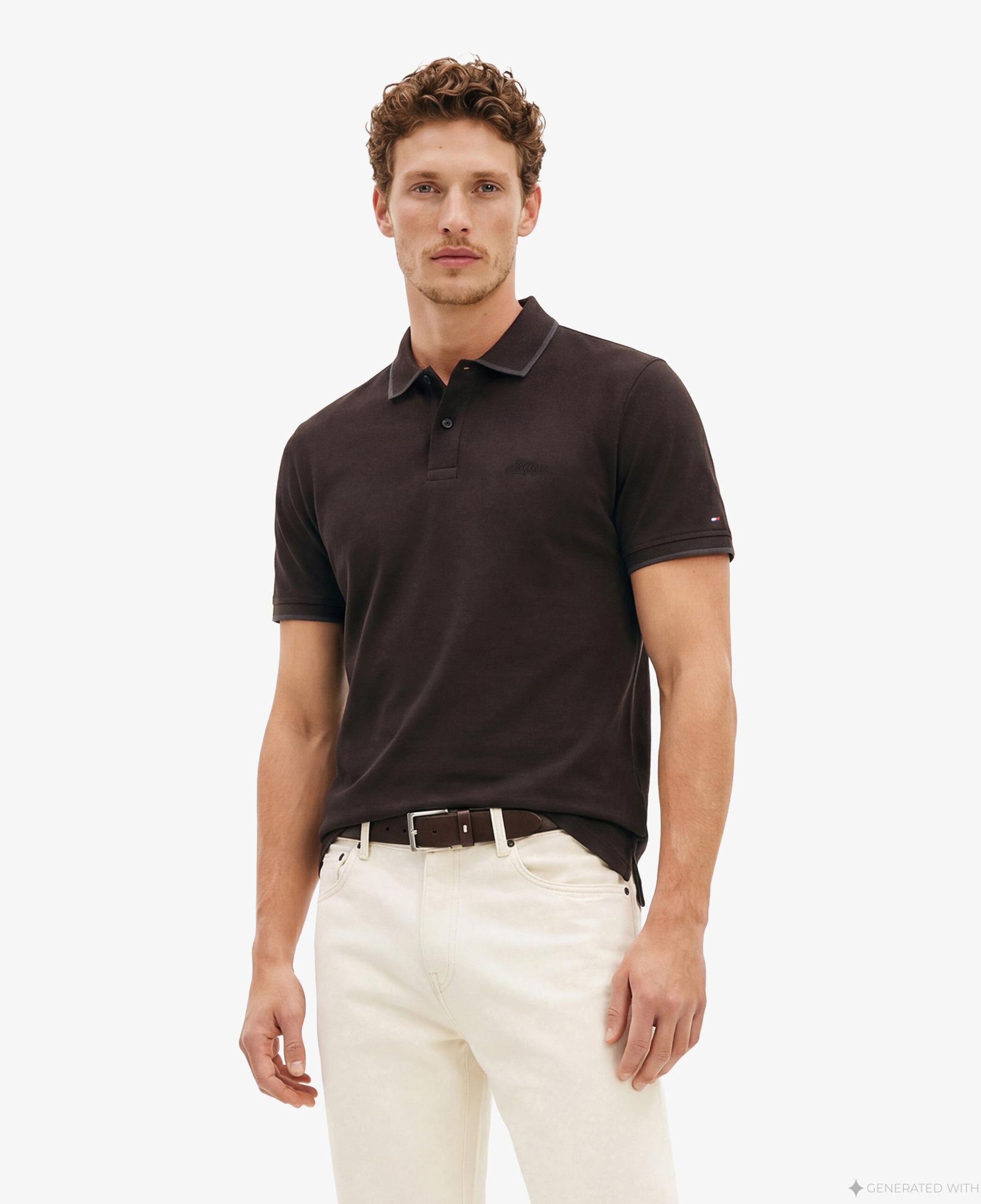 Tommy Hilfiger Seasonal Fabric Erkek Siyah Polo Yaka T-Shirt