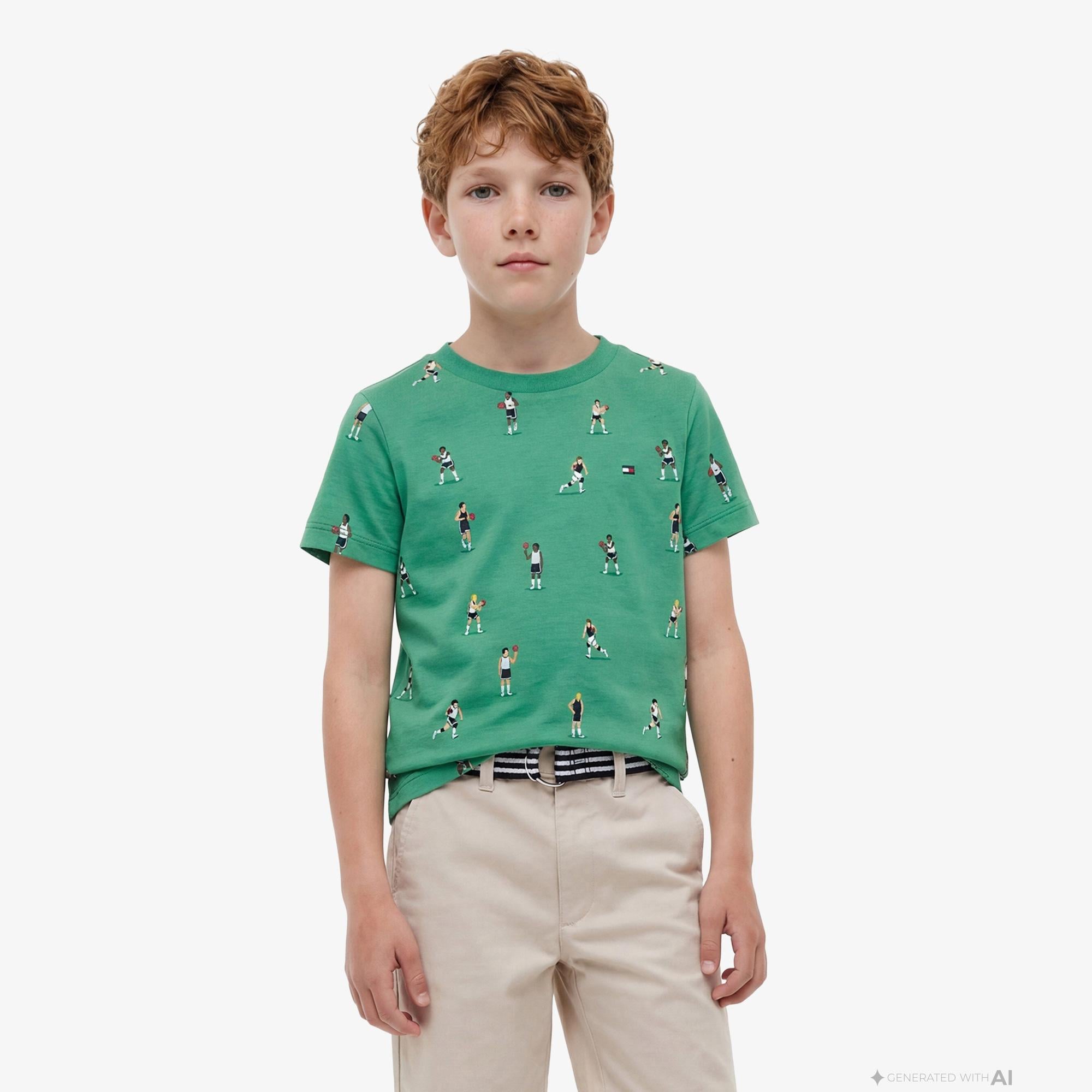 Tommy Hilfiger Little Çocuk Yeşil Crop T-Shirt