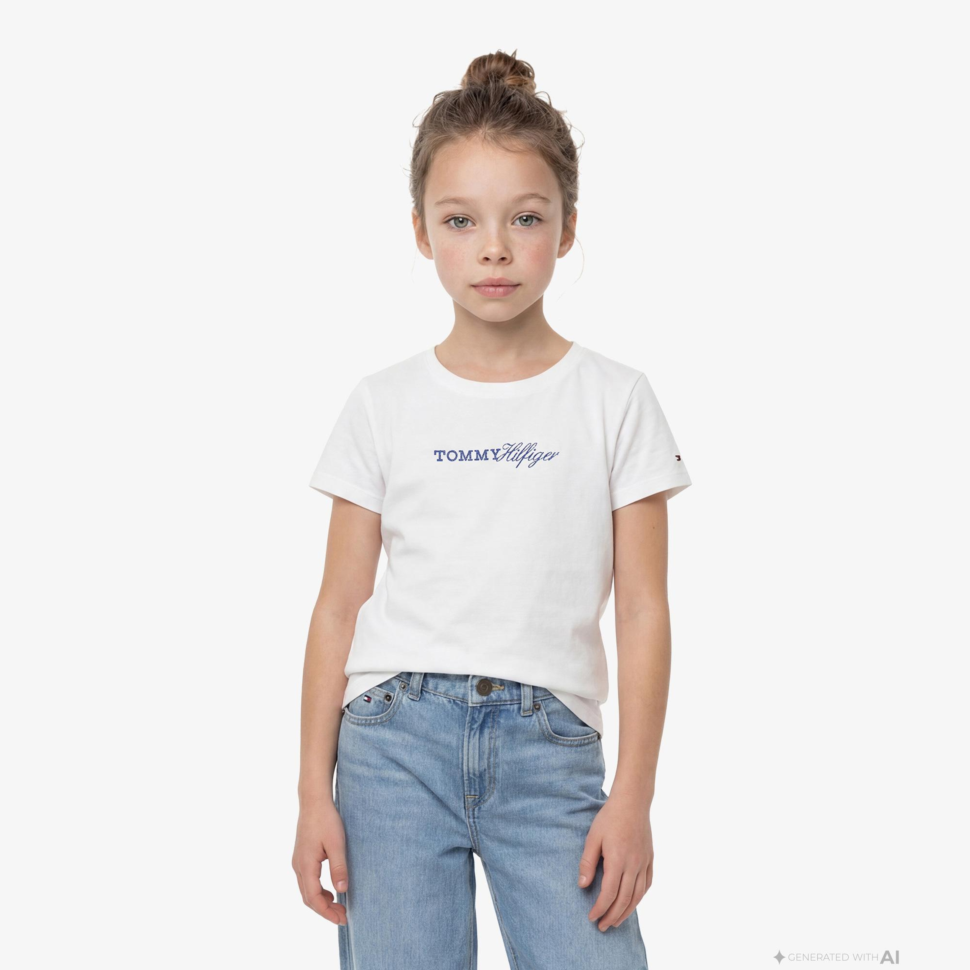 Tommy Hilfiger Script Çocuk Beyaz T-Shirt