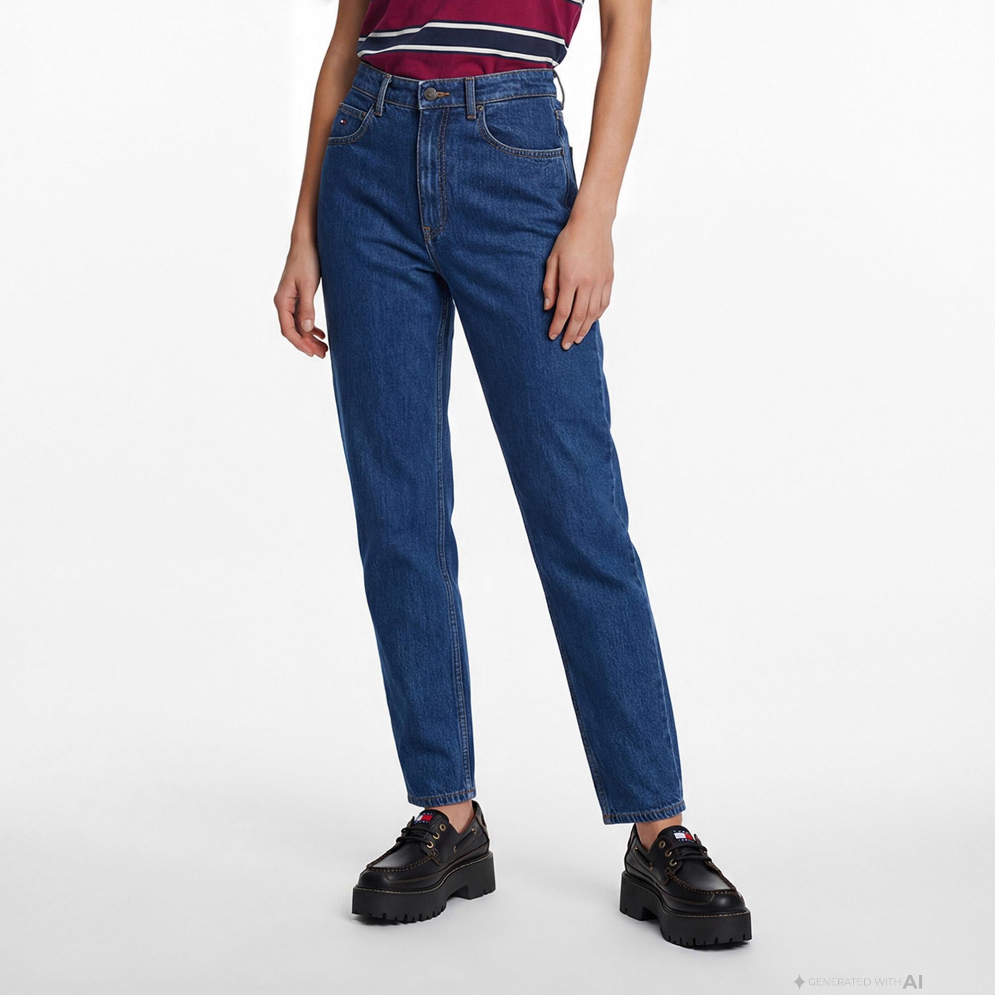 Tommy Hilfiger Denim Essentials Kadın Bordo T-Shirt