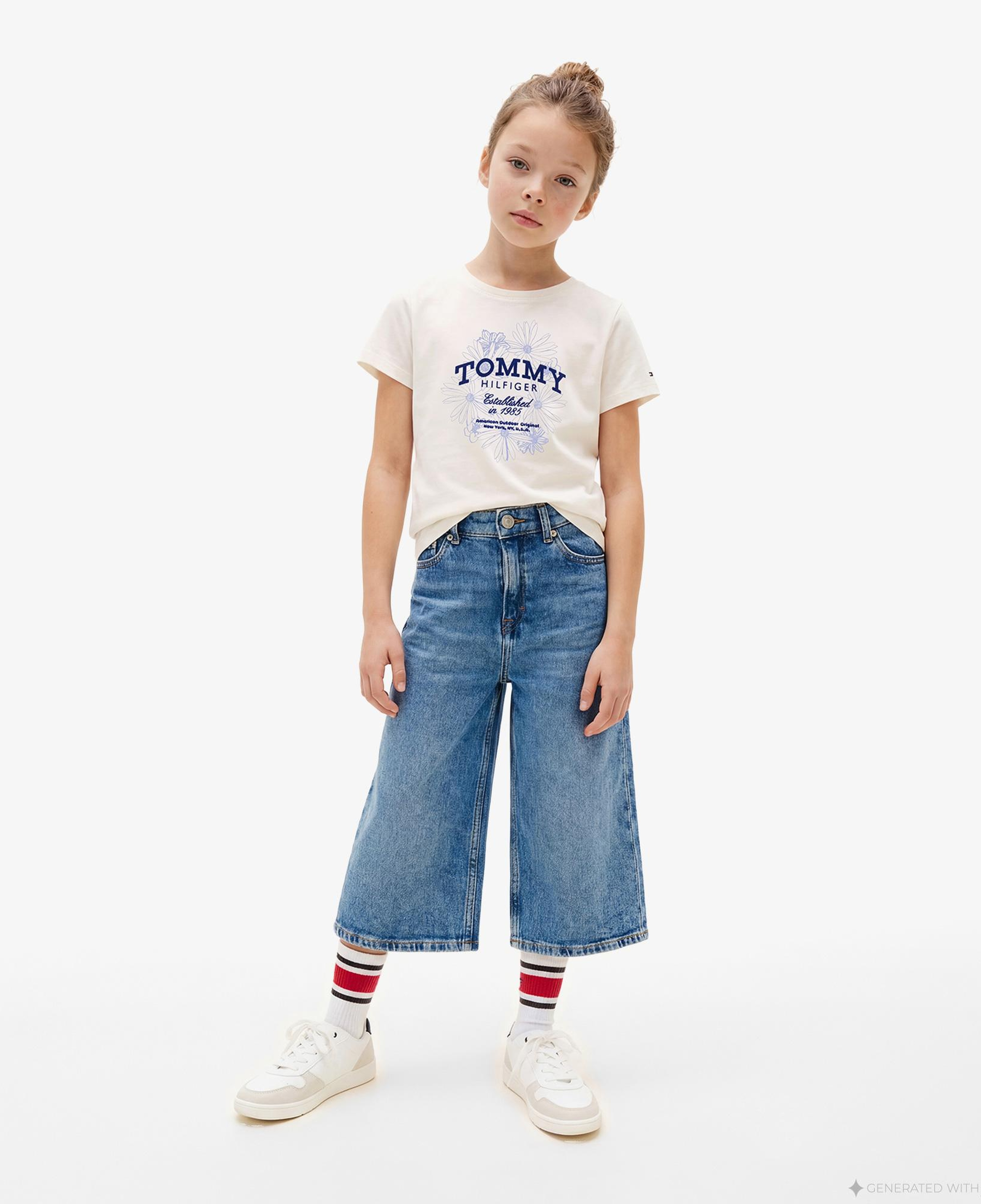 Tommy Hilfiger Flower Çocuk Beyaz T-Shirt