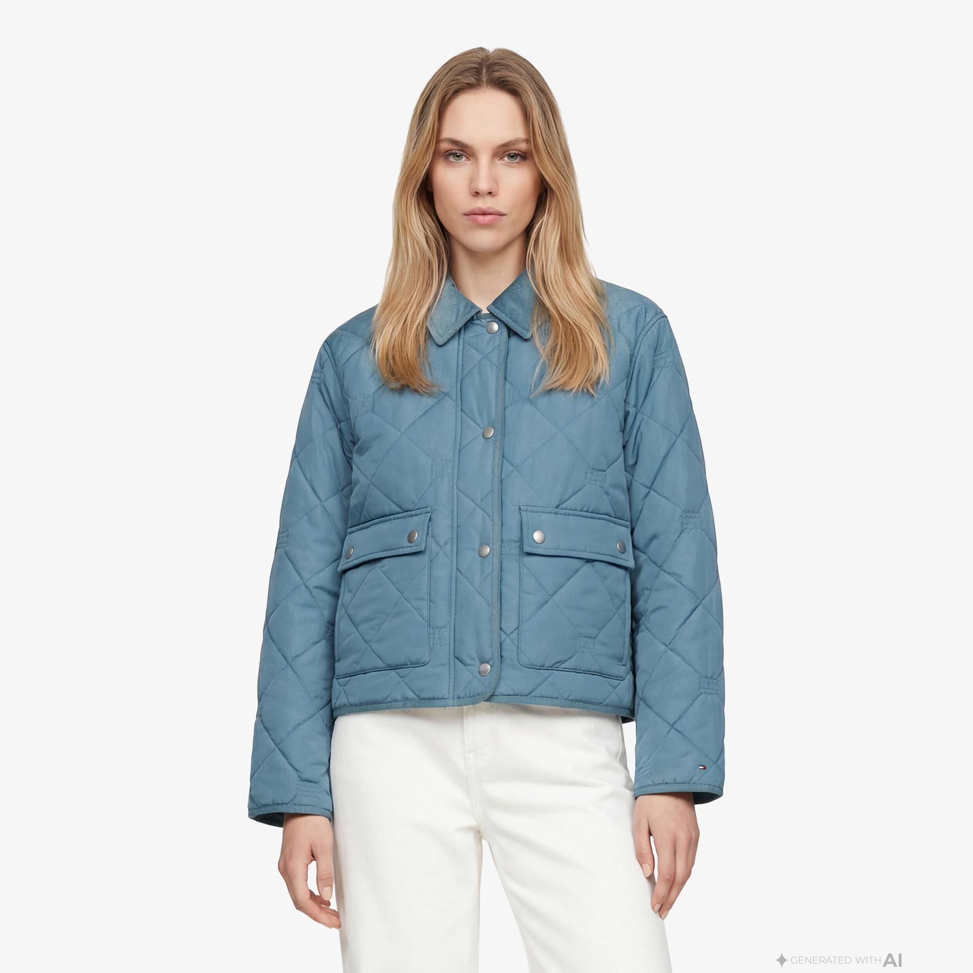 Tommy Hilfiger Padded Quilting Kadın Mavi Ceket