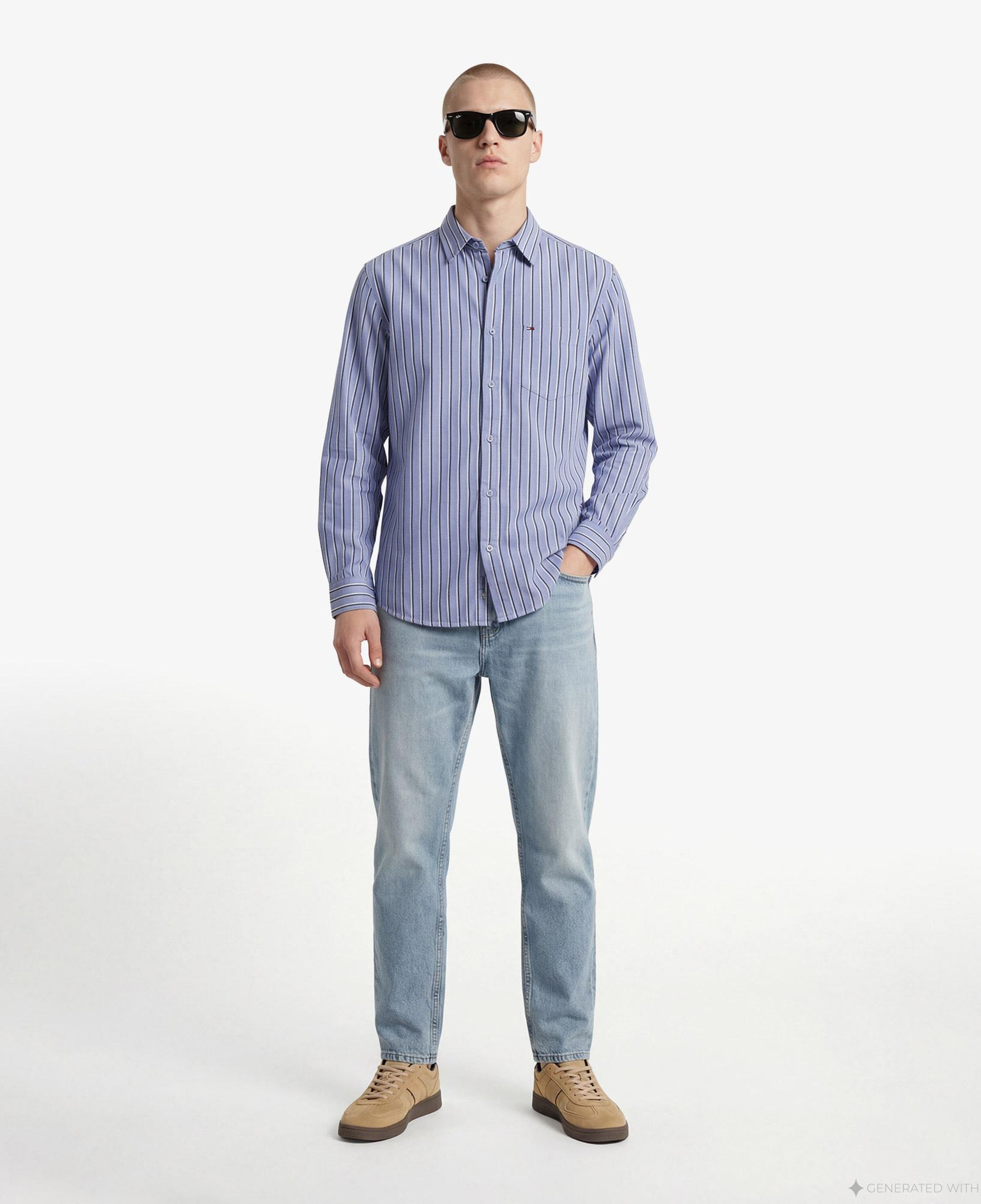 Tommy Hilfiger Twill Erkek Mavi Gömlek
