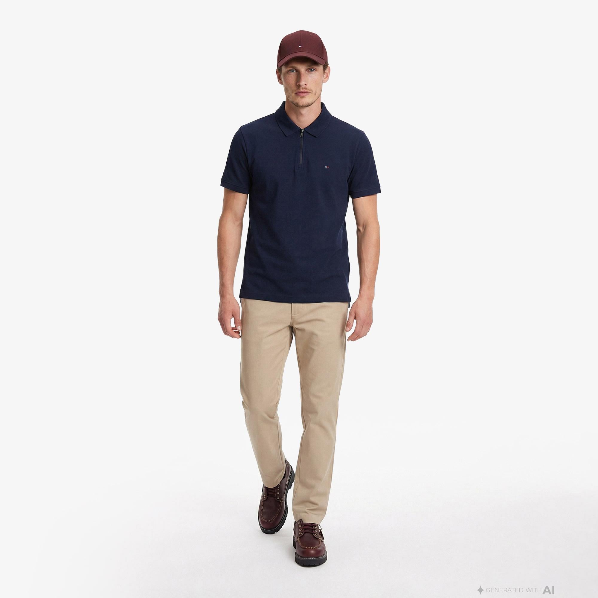 Tommy Hilfiger Elevated Essentials Erkek Lacivert Polo Yaka T-Shirt