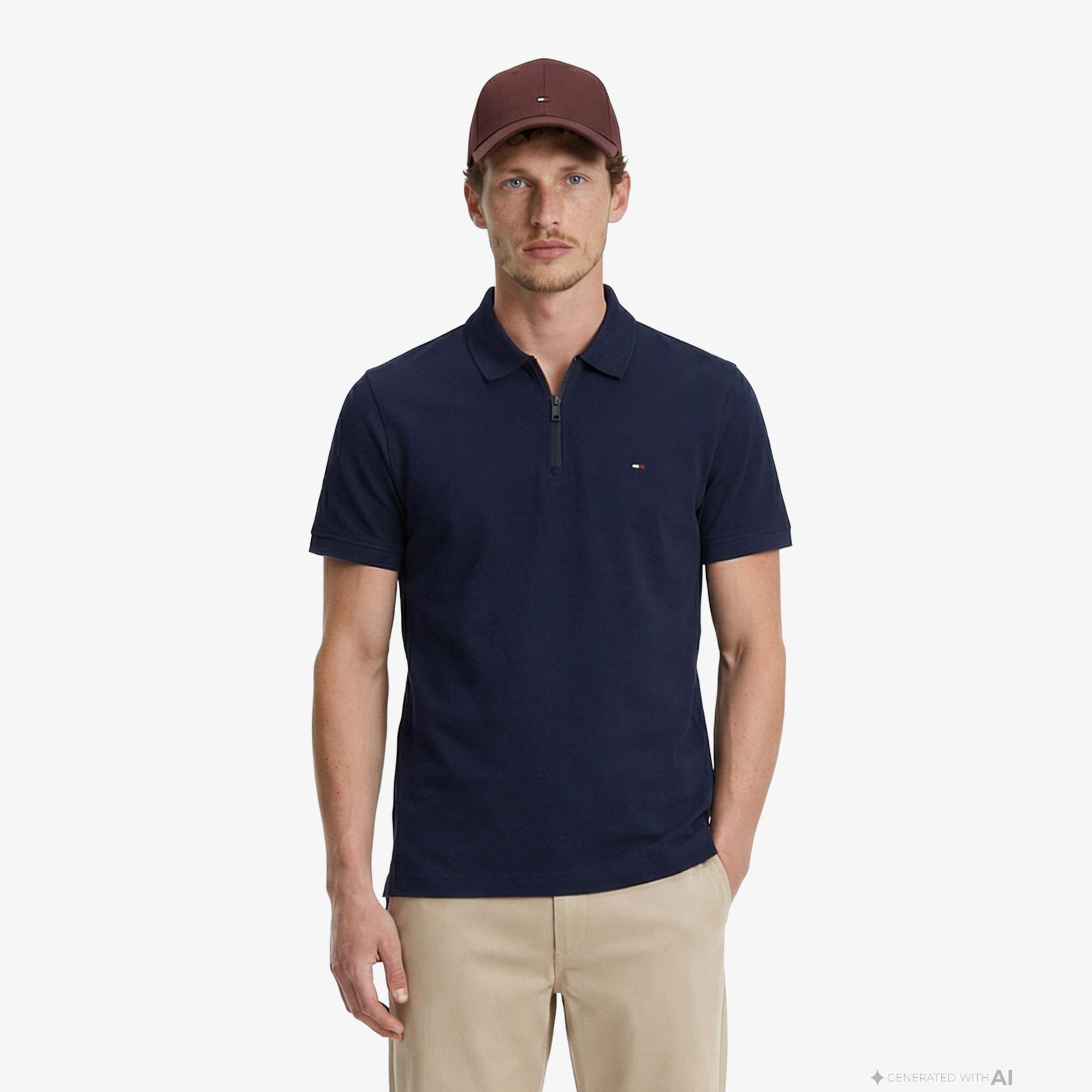 Tommy Hilfiger Elevated Essentials Erkek Lacivert Polo Yaka T-Shirt
