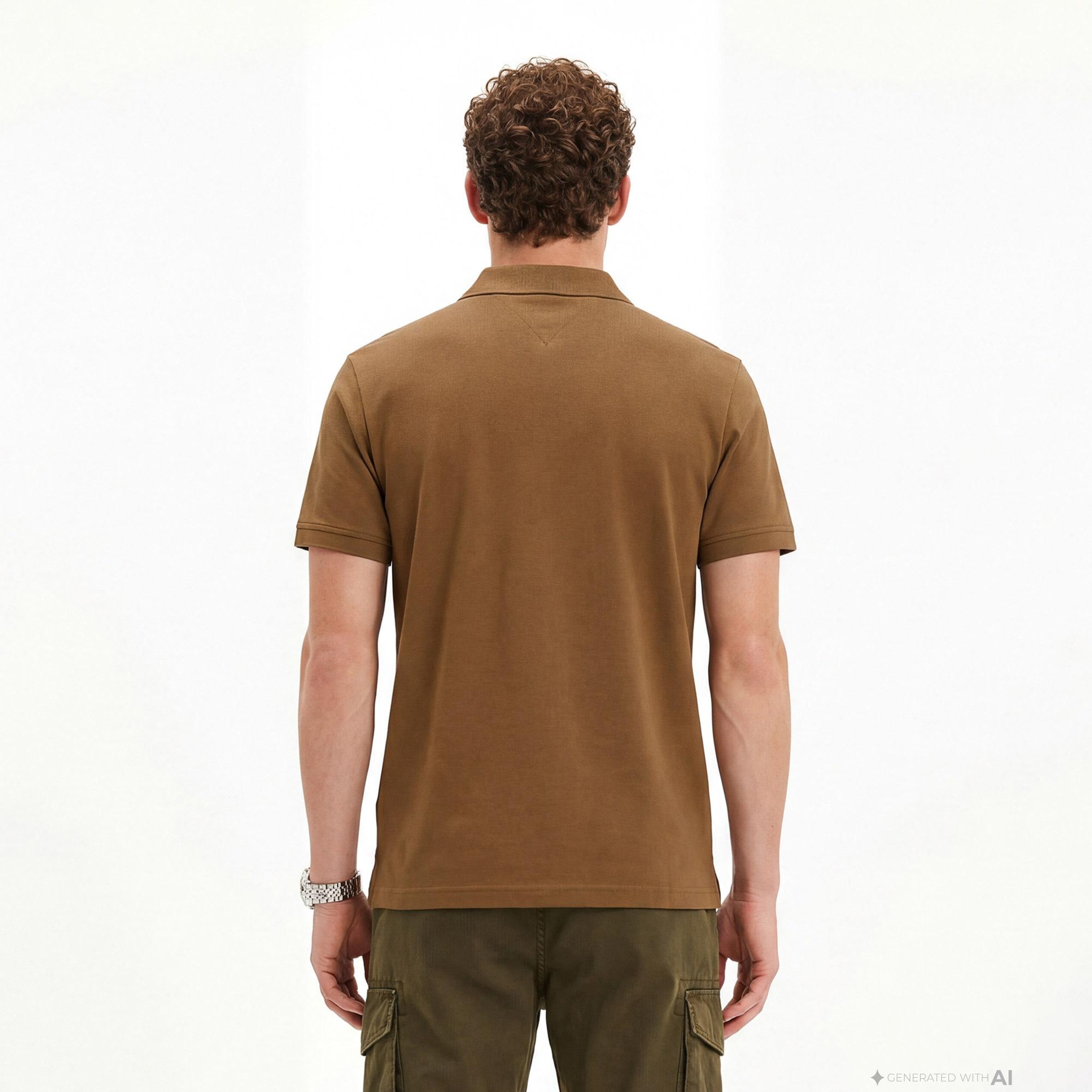 Tommy Hilfiger Seasonal Graphic Erkek Kahverengi Polo Yaka T-Shirt