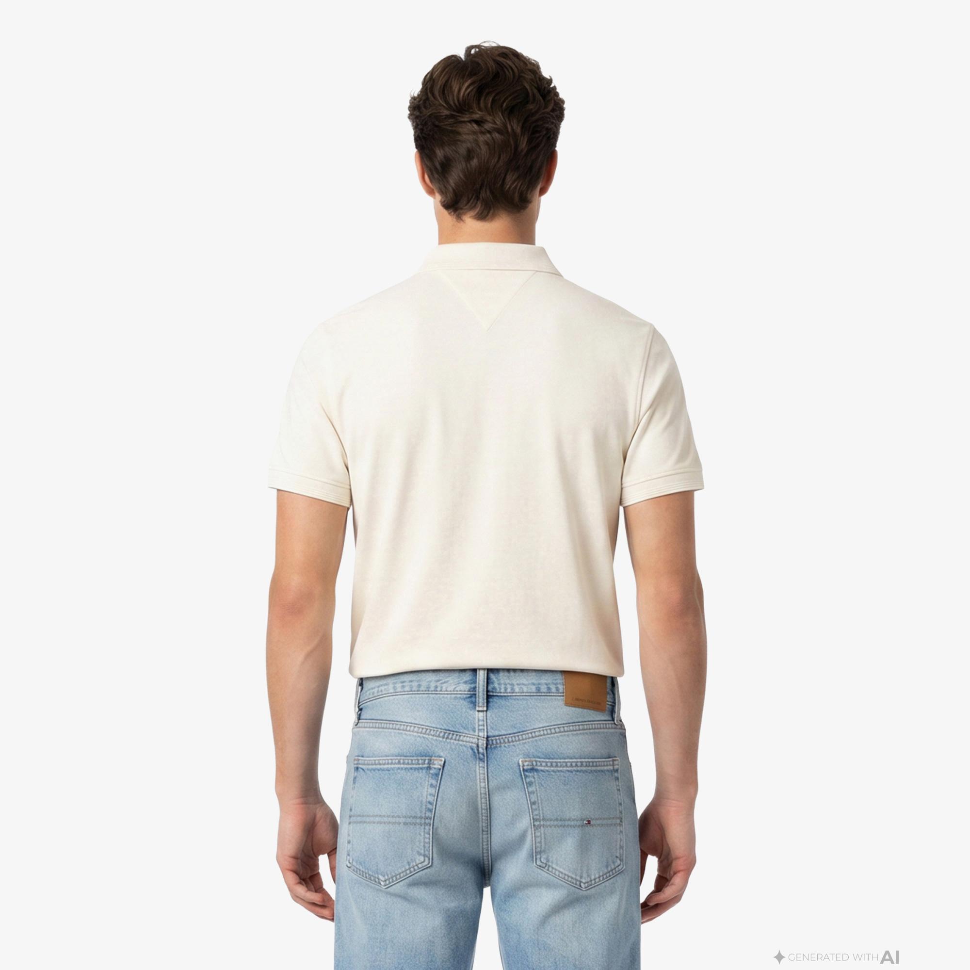 Tommy Hilfiger Erkek Krem Rengi Polo Yaka T-Shirt
