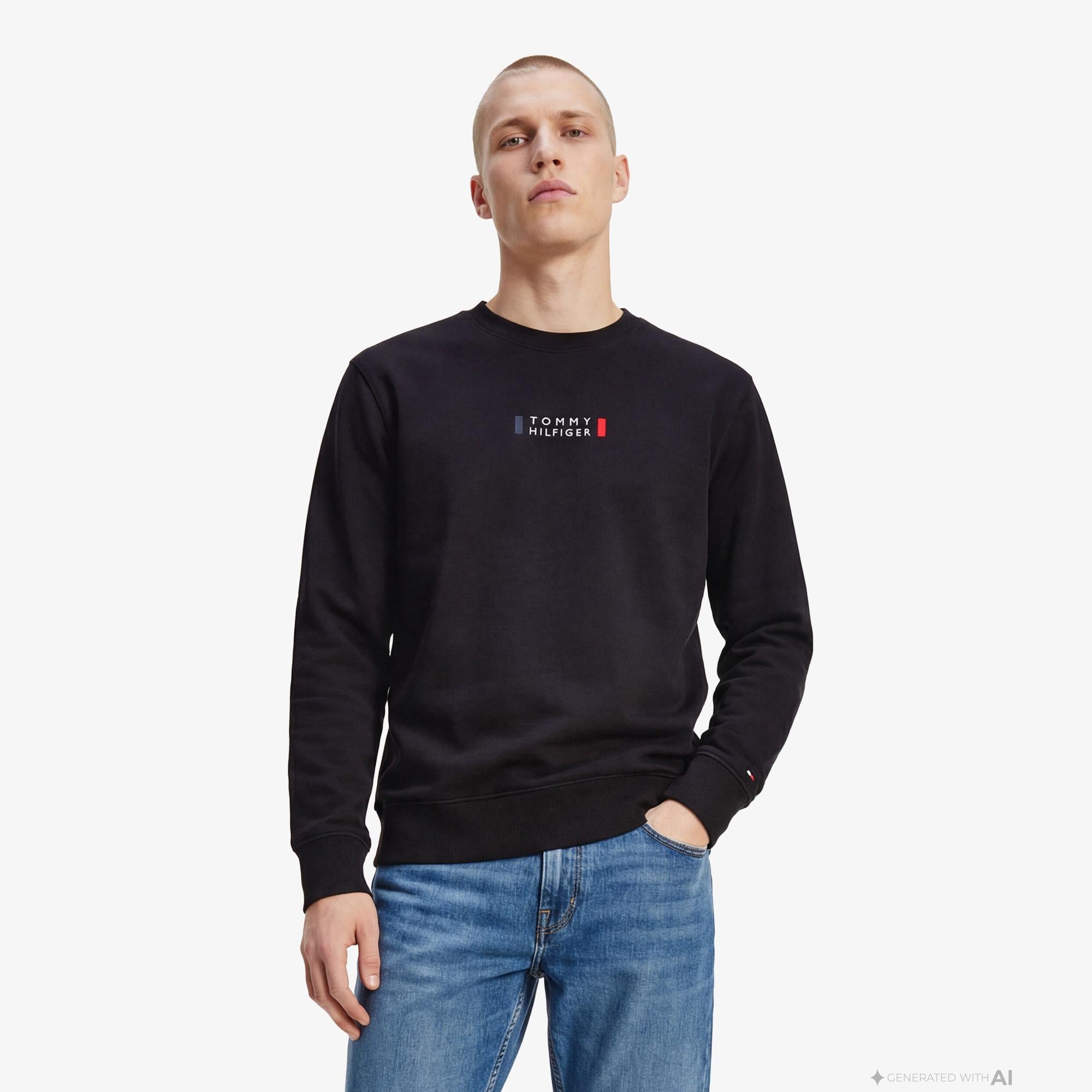 Tommy Hilfiger Brand Love Graphic Erkek Siyah Sweatshirt