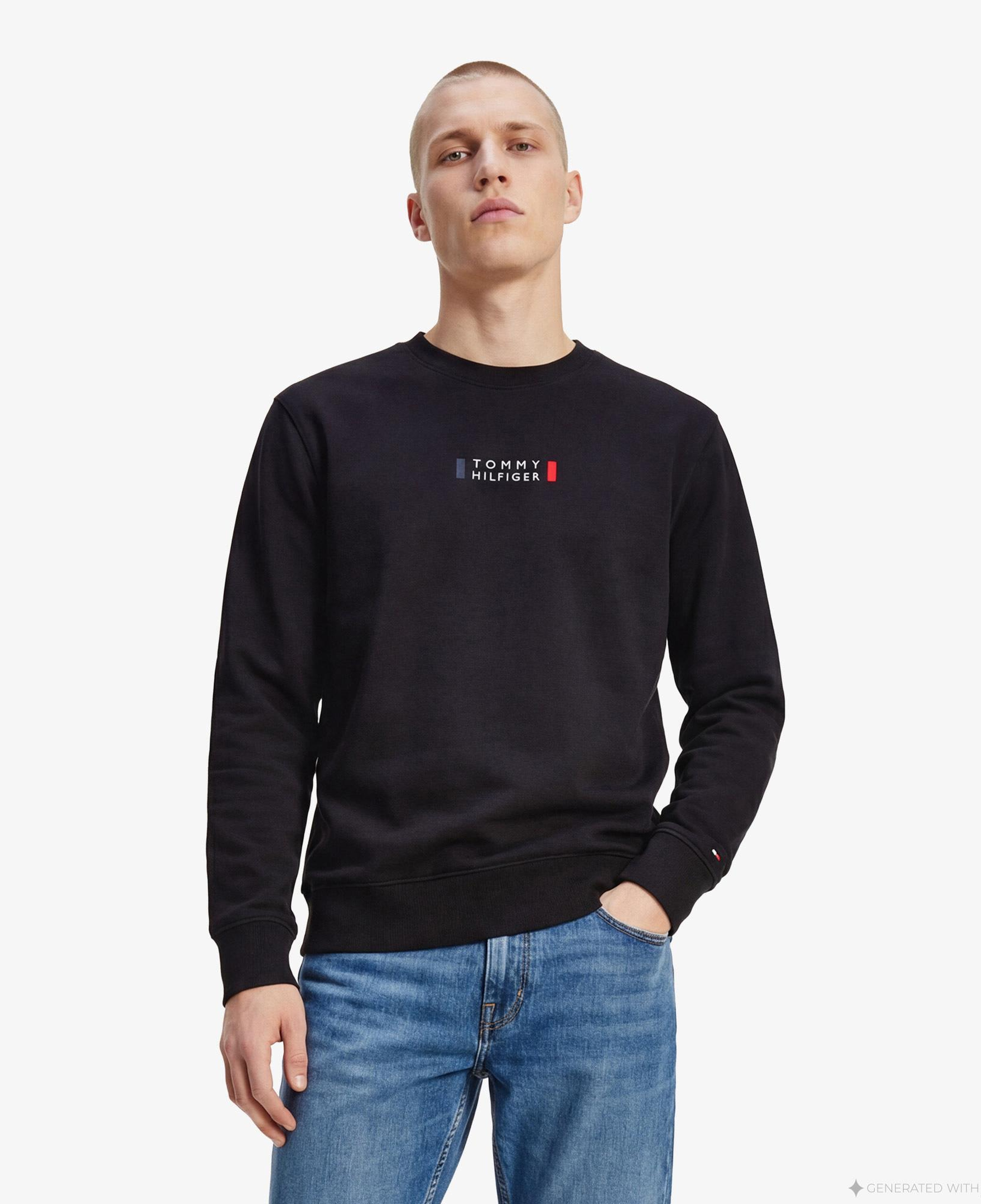 Tommy Hilfiger Brand Love Graphic Erkek Siyah Sweatshirt