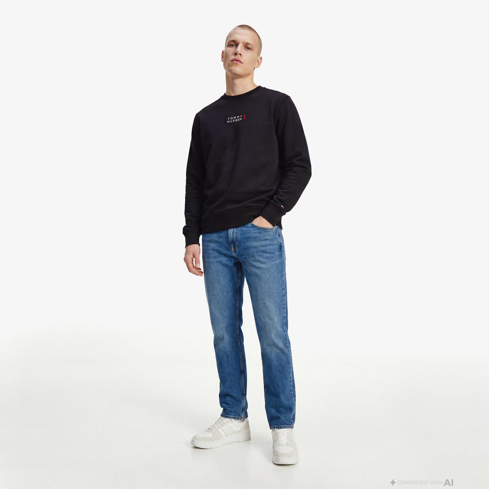 Tommy Hilfiger Brand Love Graphic Erkek Siyah Sweatshirt