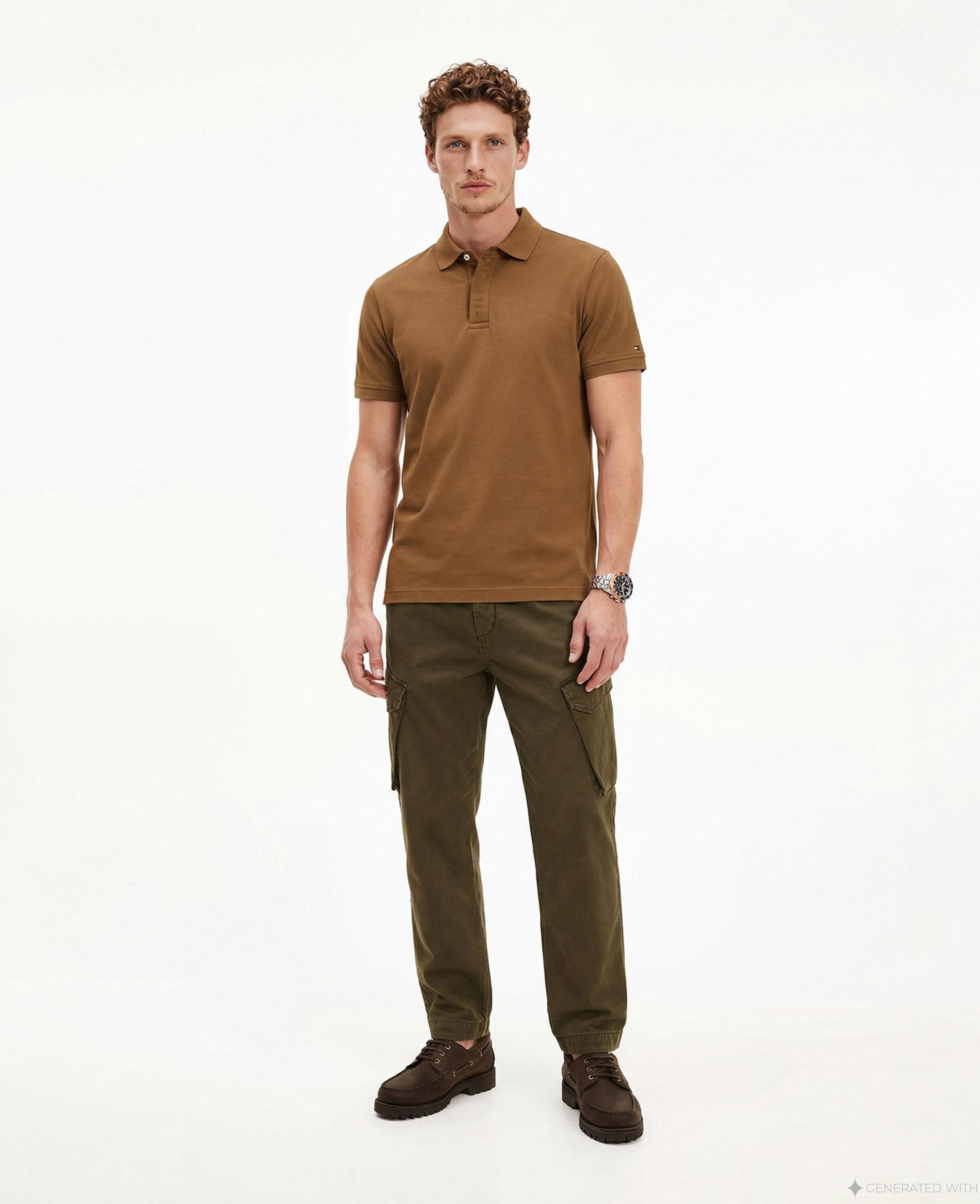 Tommy Hilfiger Seasonal Graphic Erkek Kahverengi Polo Yaka T-Shirt
