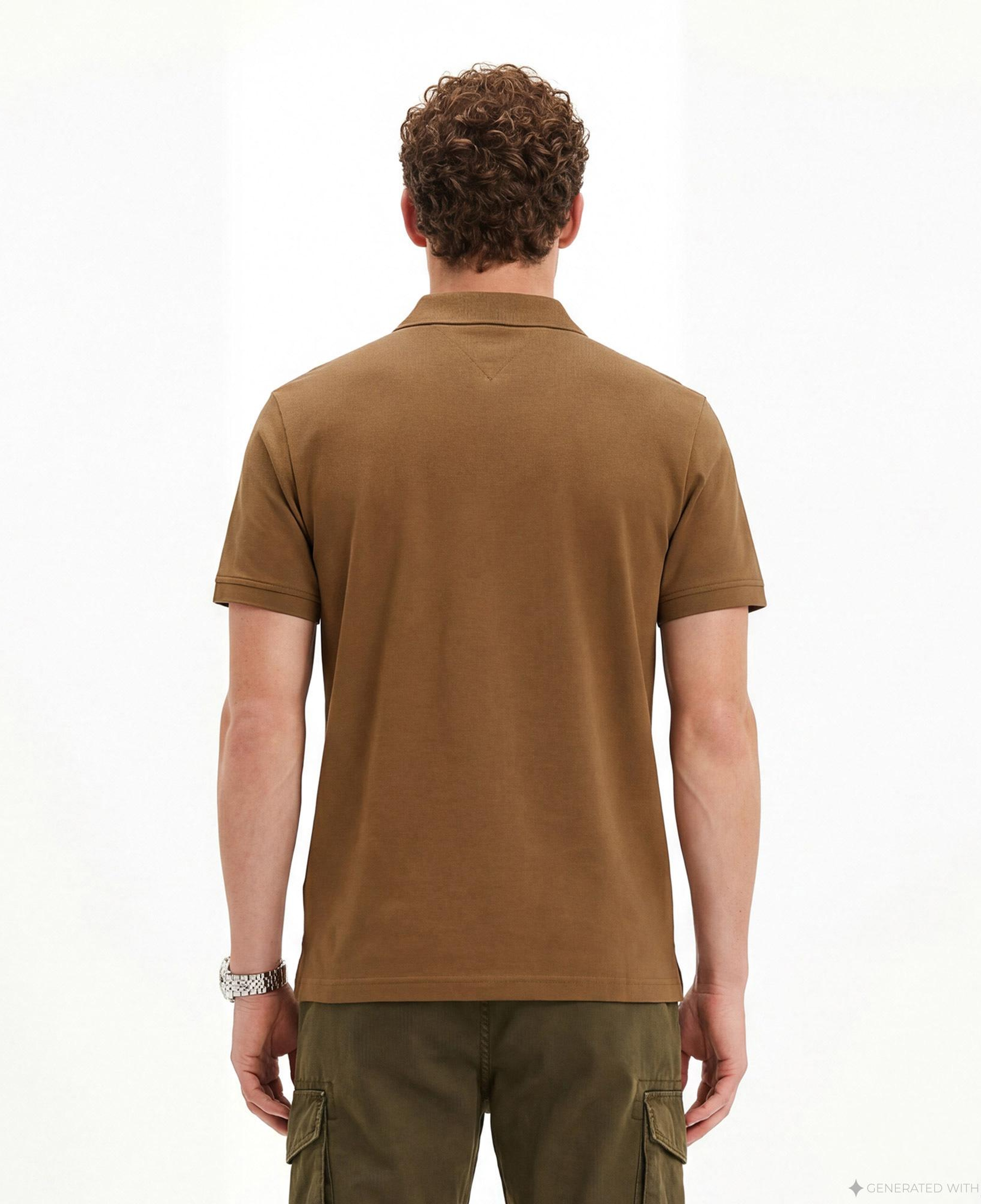 Tommy Hilfiger Seasonal Graphic Erkek Kahverengi Polo Yaka T-Shirt
