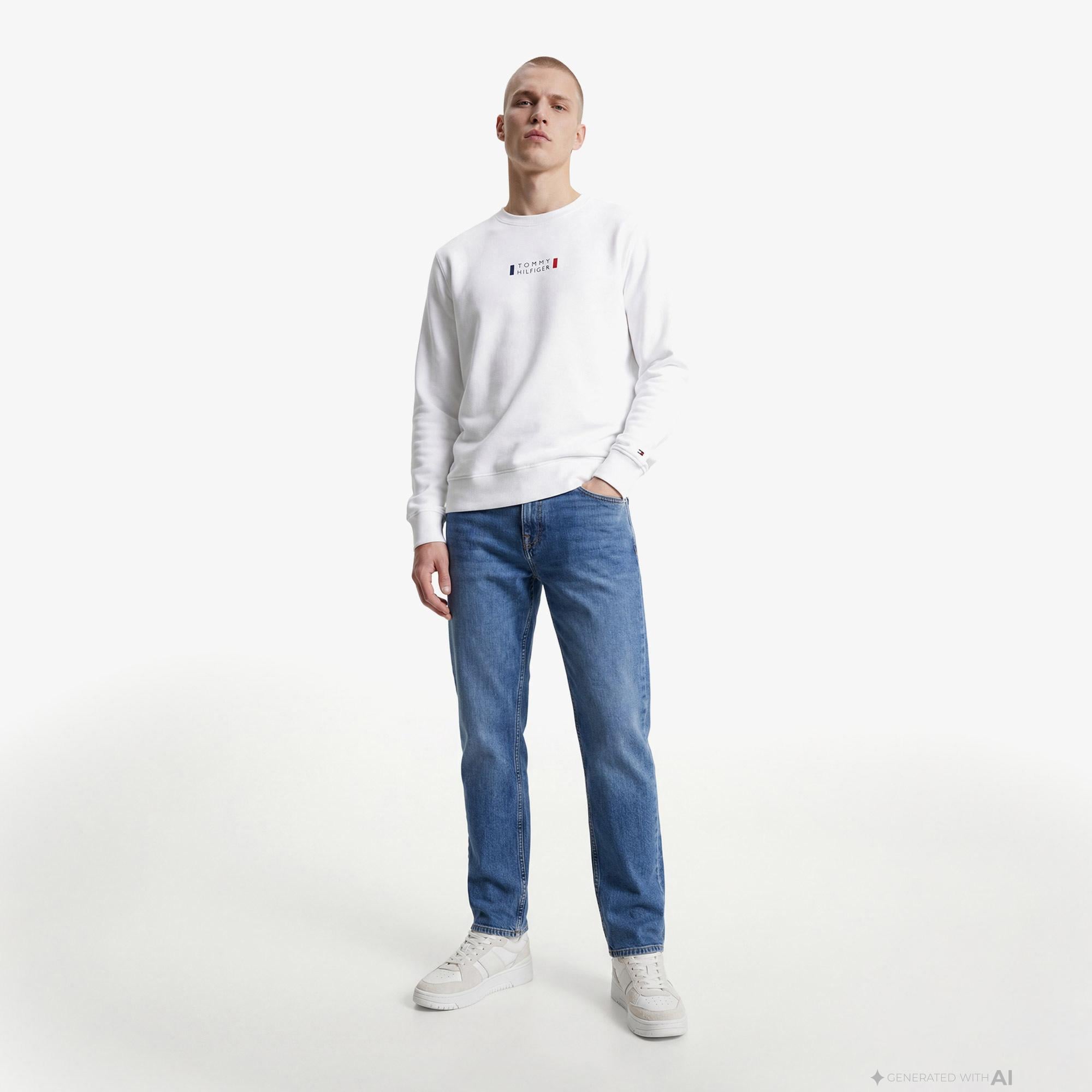 Tommy Hilfiger Brand Love Graphic Erkek Beyaz Sweatshirt