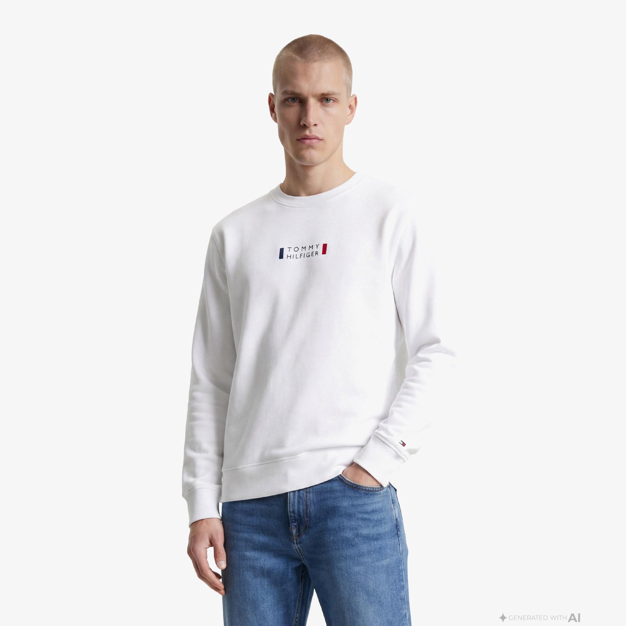 Tommy Hilfiger Brand Love Graphic Erkek Beyaz Sweatshirt