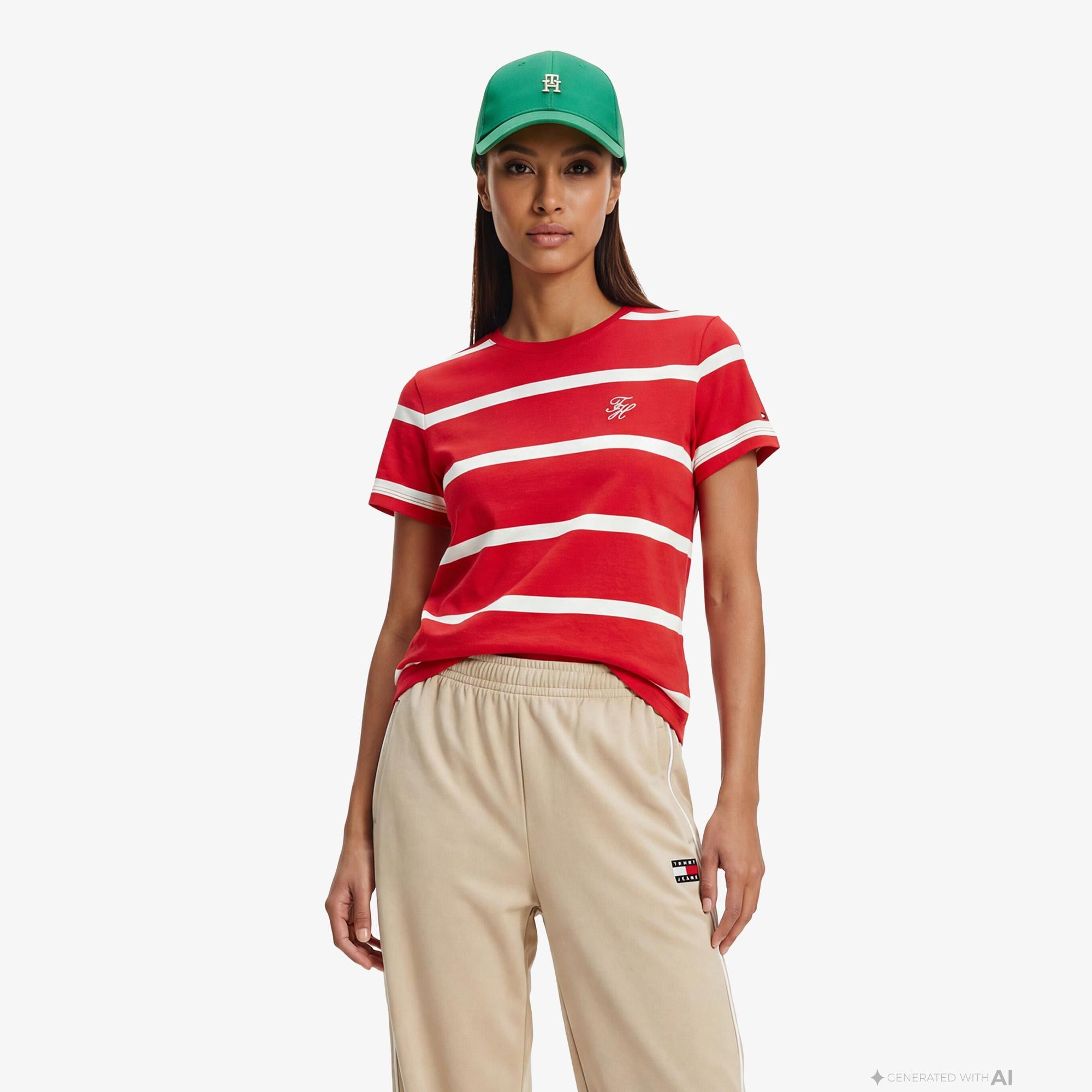 Tommy Hilfiger Script Kadın Kırmızı T-Shirt