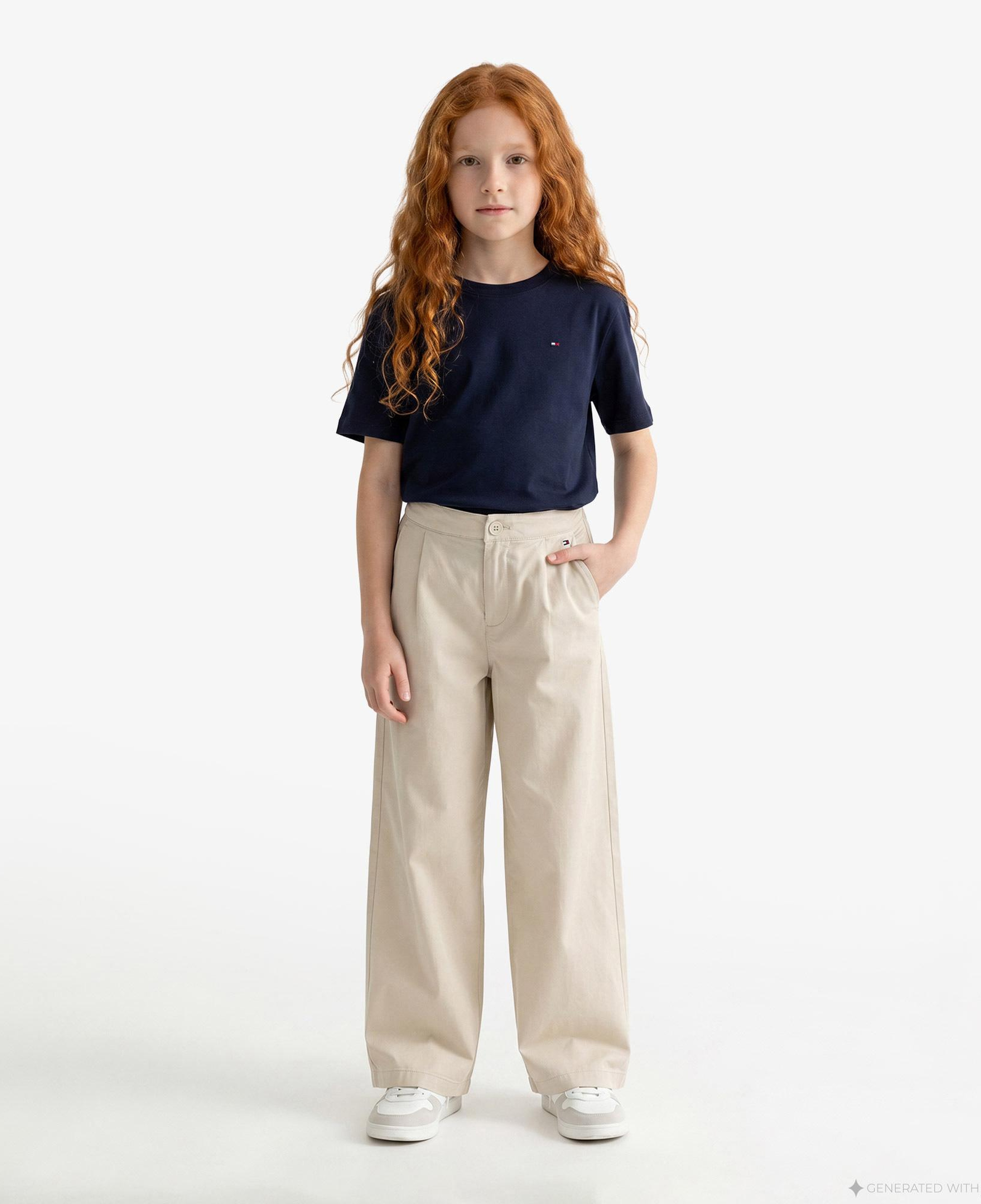 Tommy Hilfiger Essentials Çocuk Lacivert Crop T-Shirt