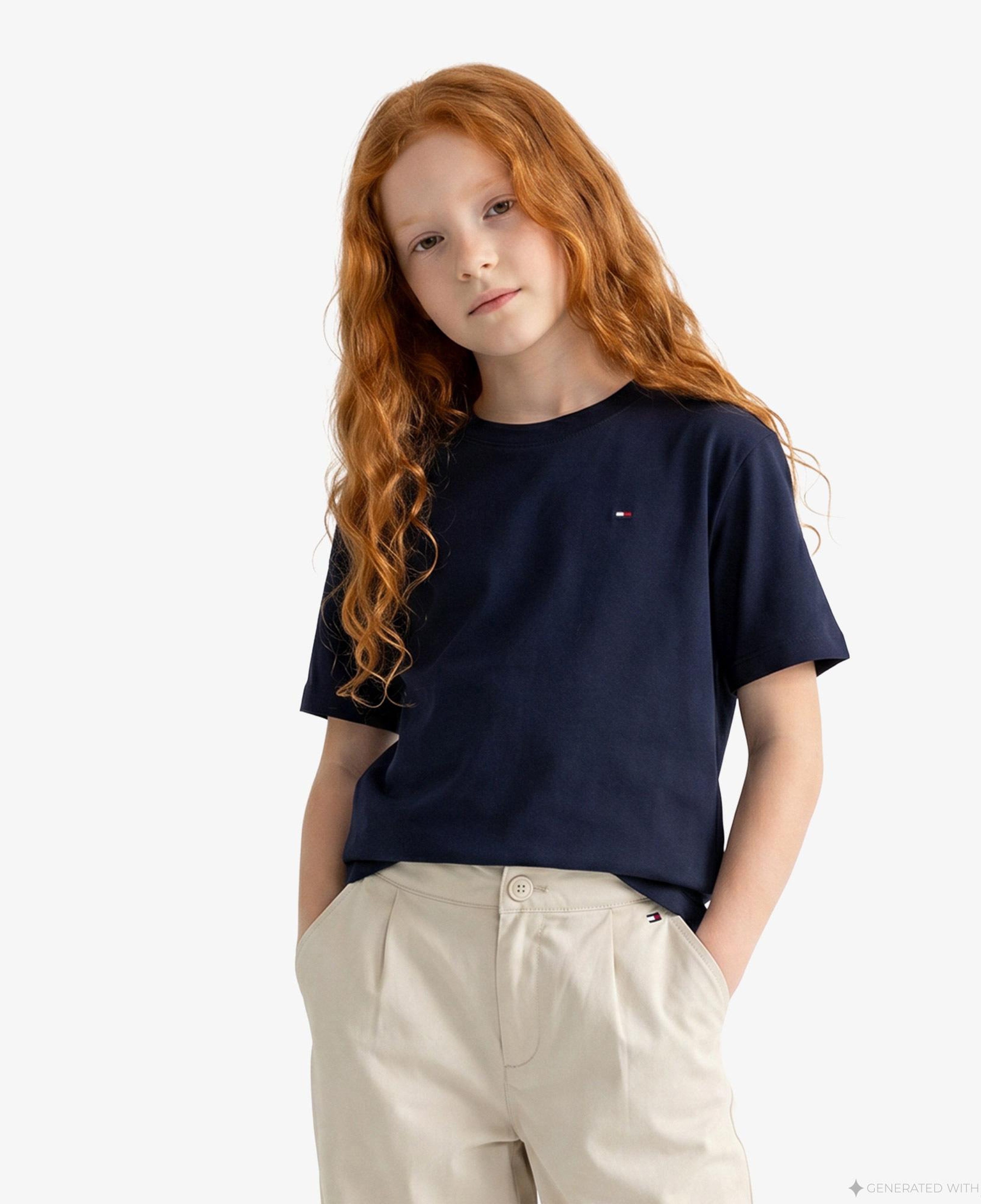 Tommy Hilfiger Essentials Çocuk Lacivert Crop T-Shirt