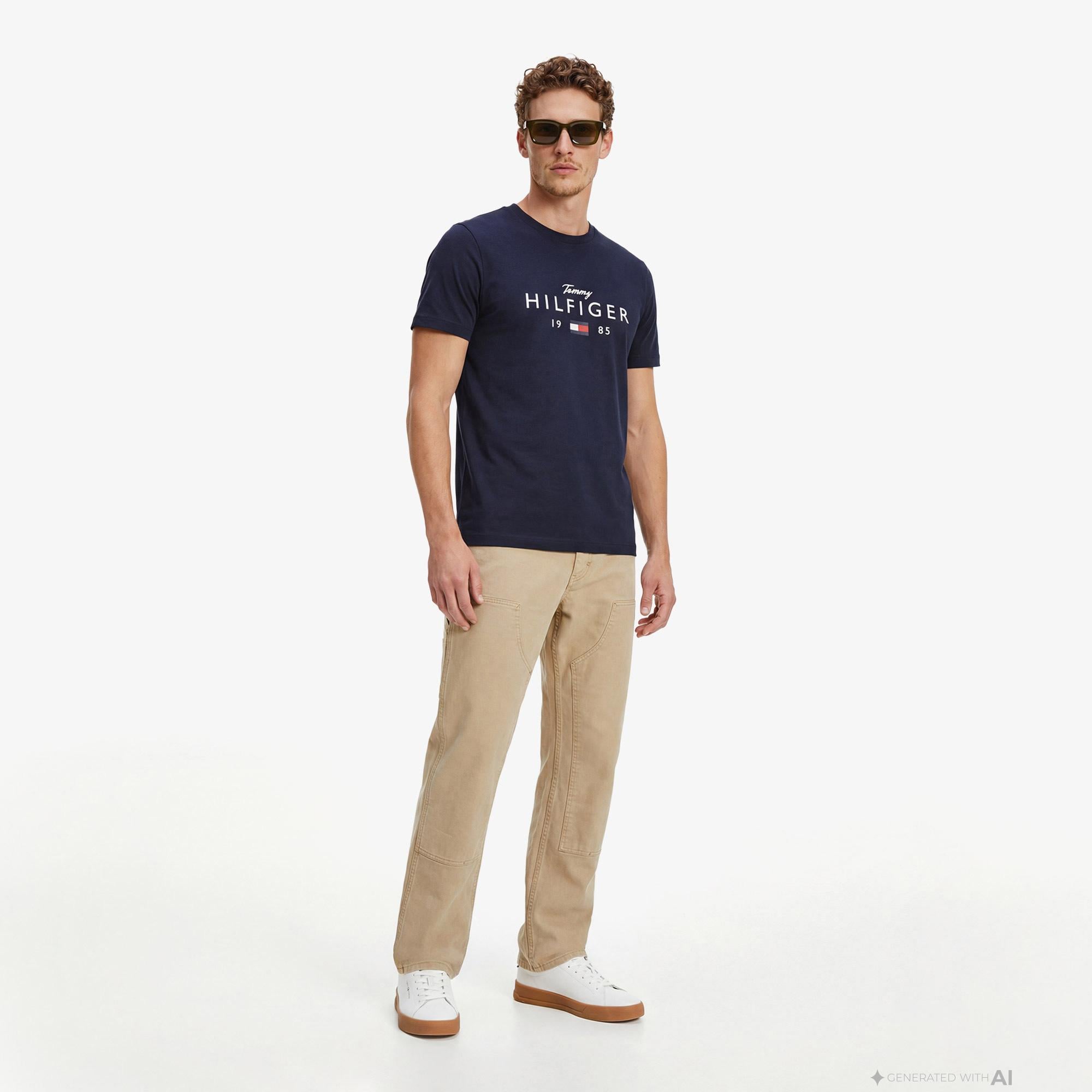 Tommy Hilfiger Brand Love Graphic Erkek Lacivert T-Shirt