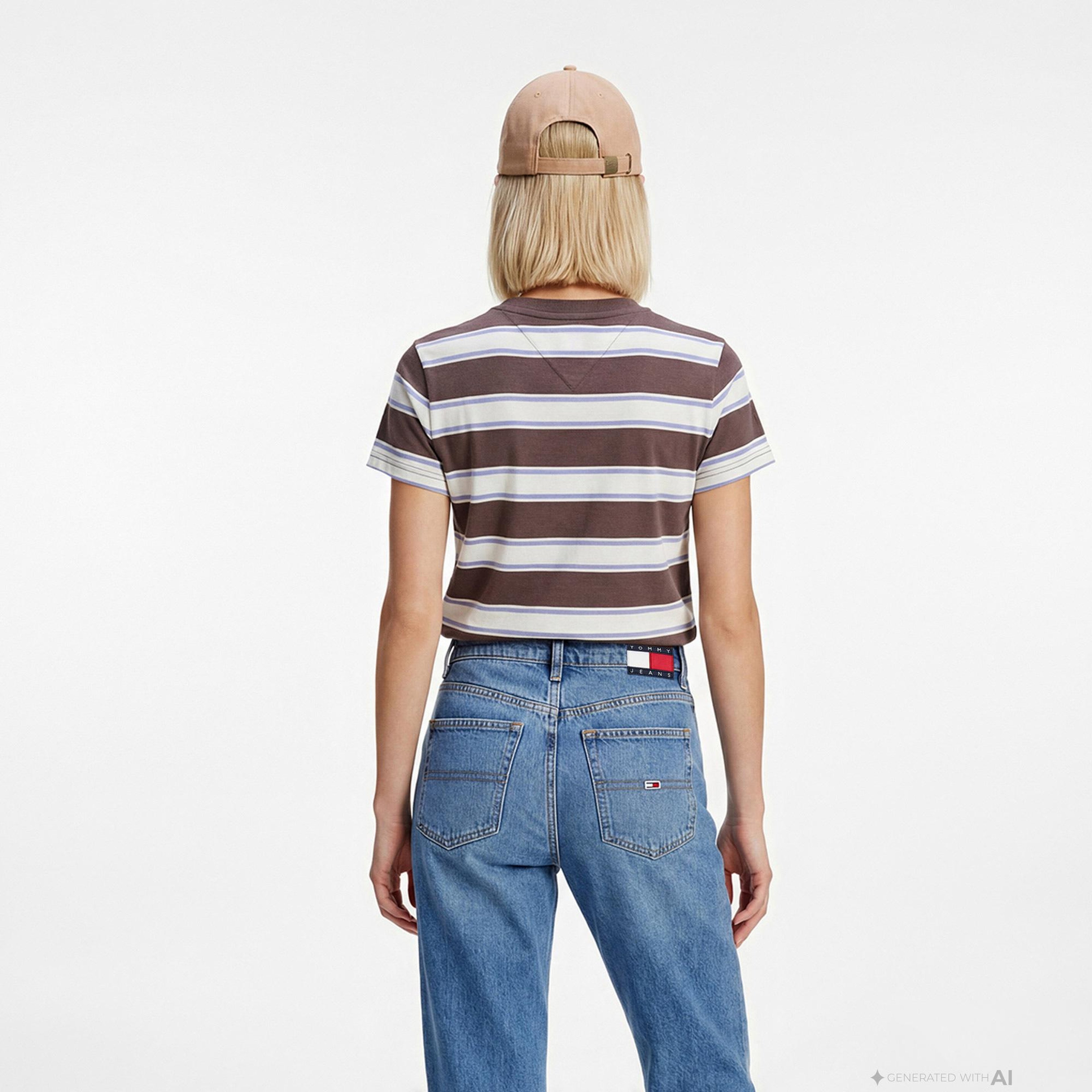 Tommy Hilfiger Denim Essentials Kadın Kahverengi T-Shirt
