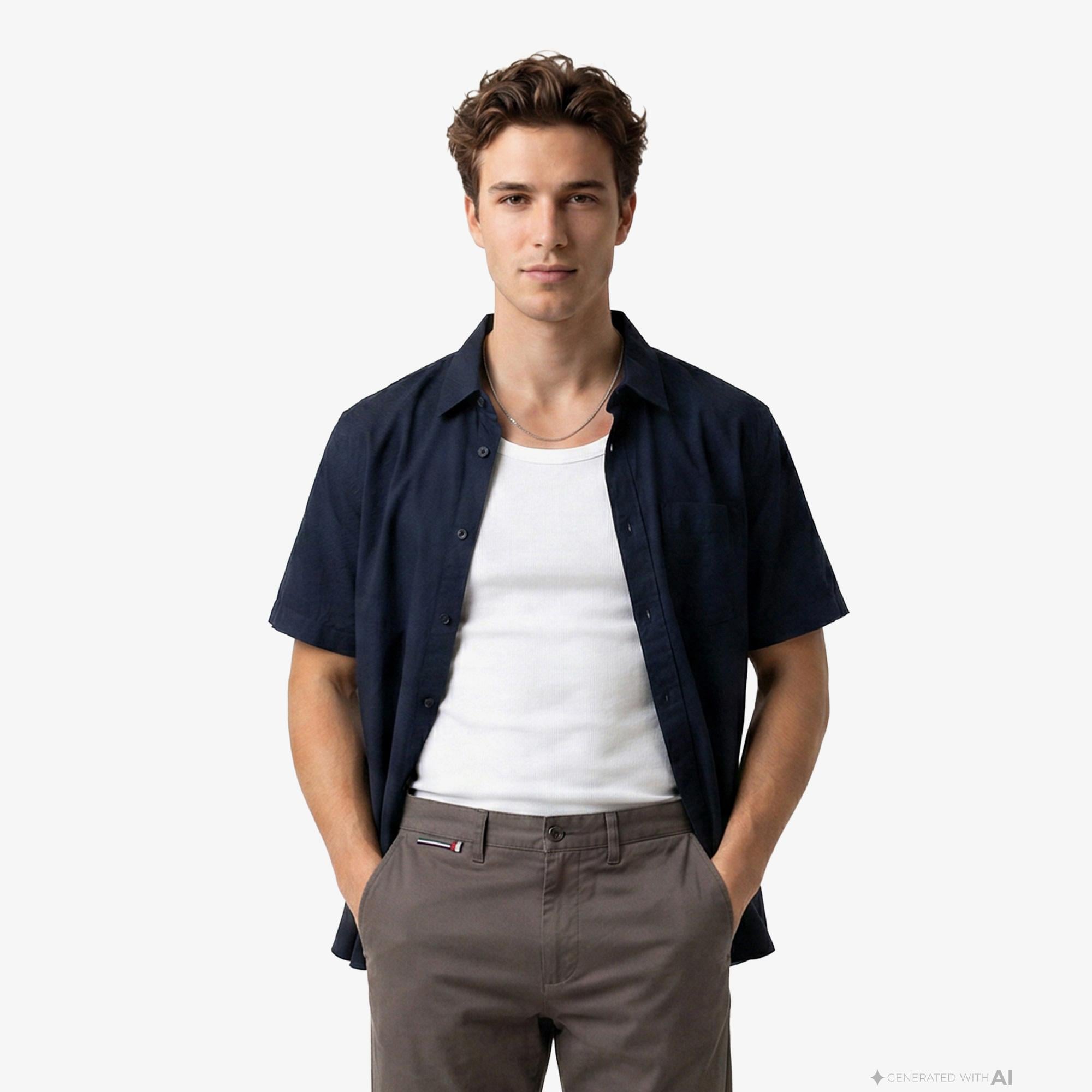 Tommy Hilfiger Textured Erkek Lacivert Gömlek