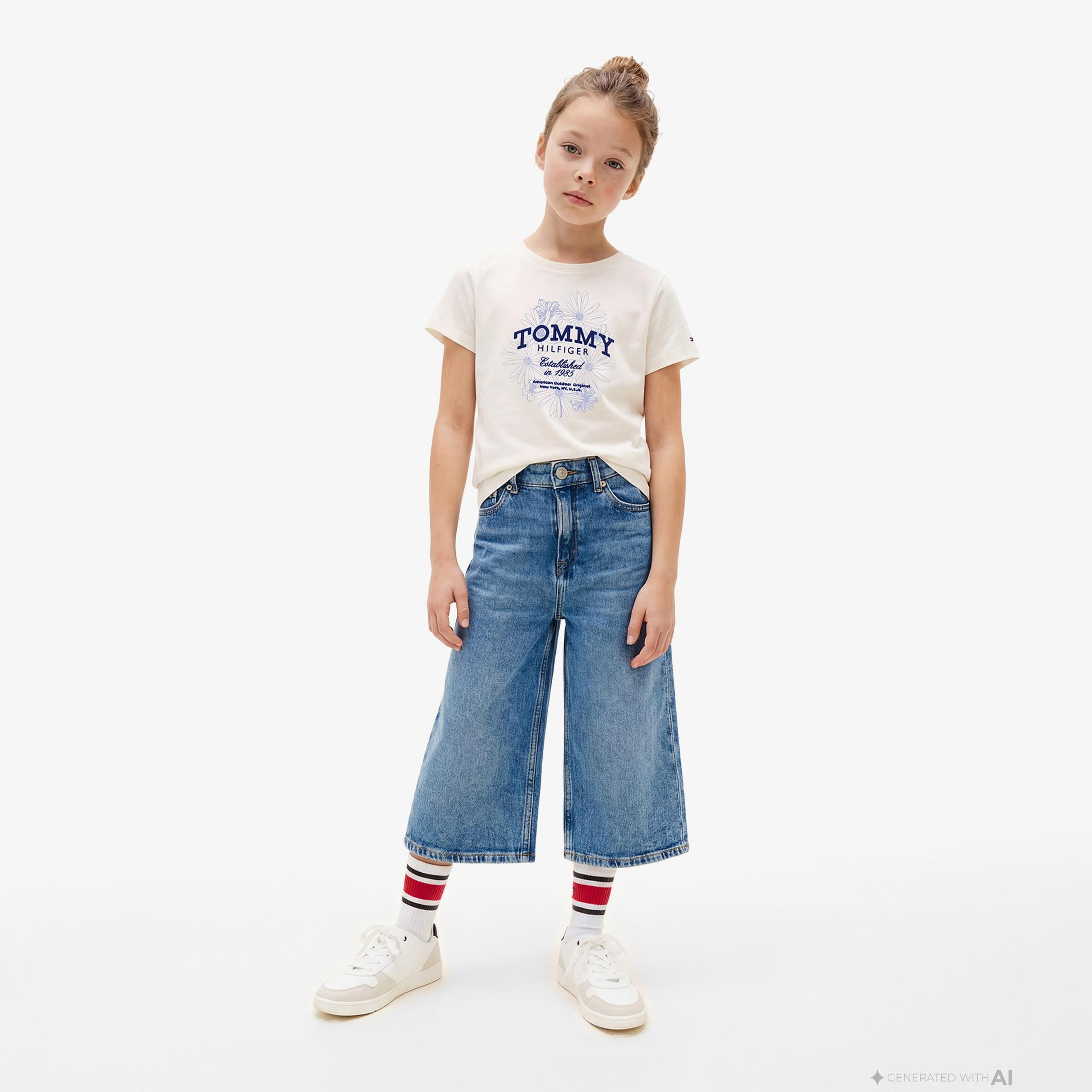 Tommy Hilfiger Flower Çocuk Beyaz T-Shirt