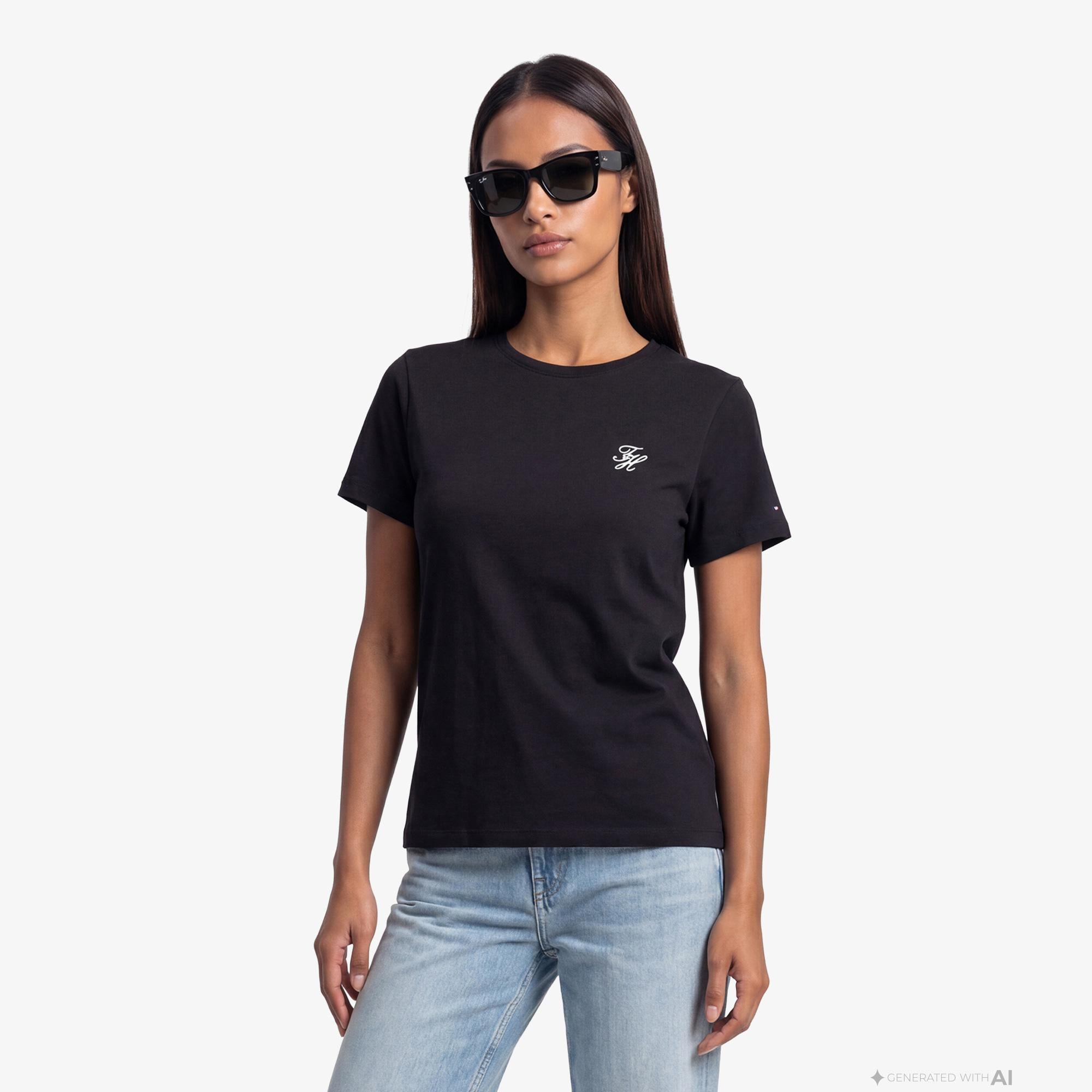 Tommy Hilfiger Script Kadın Siyah T-Shirt