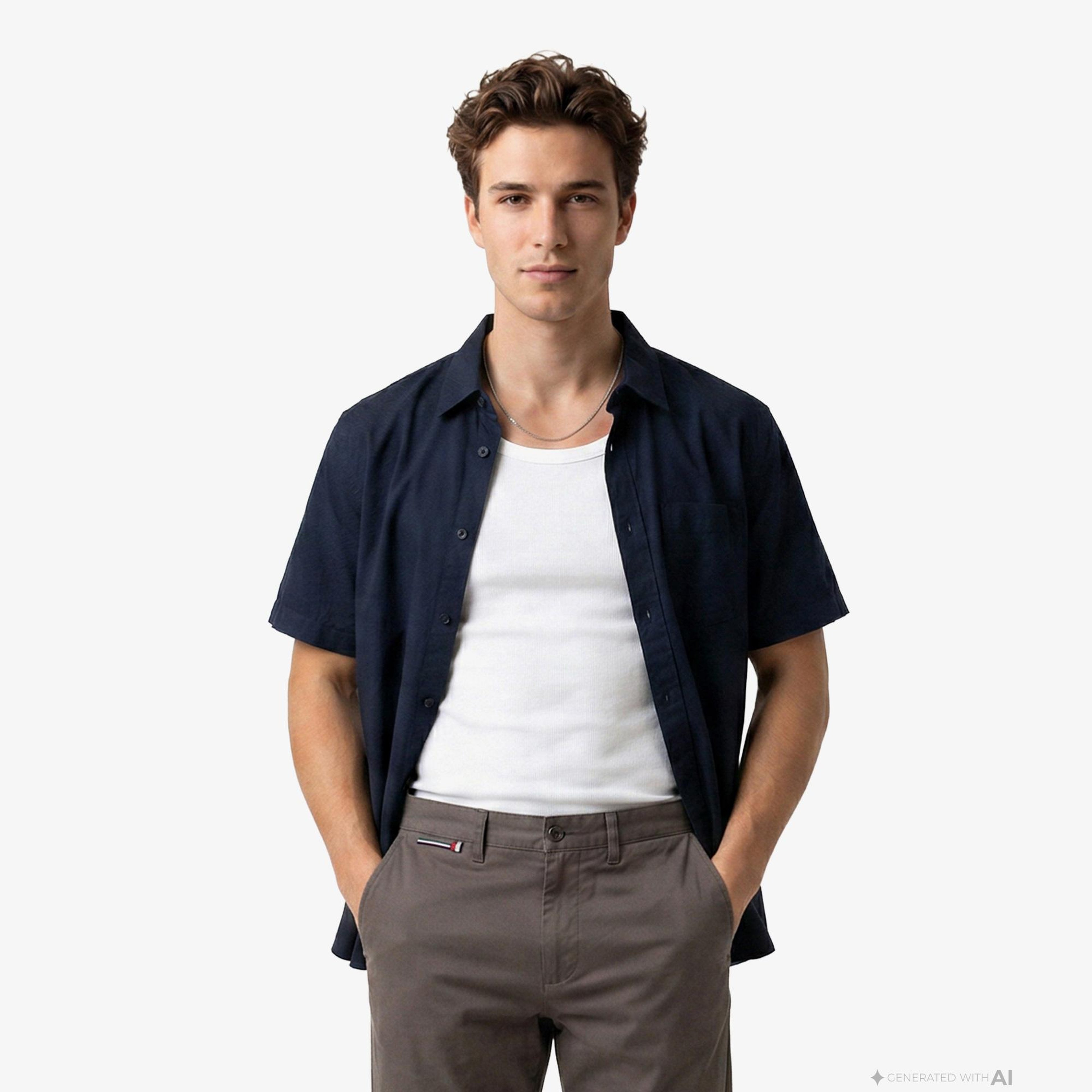 Tommy Hilfiger Textured Erkek Lacivert Gömlek