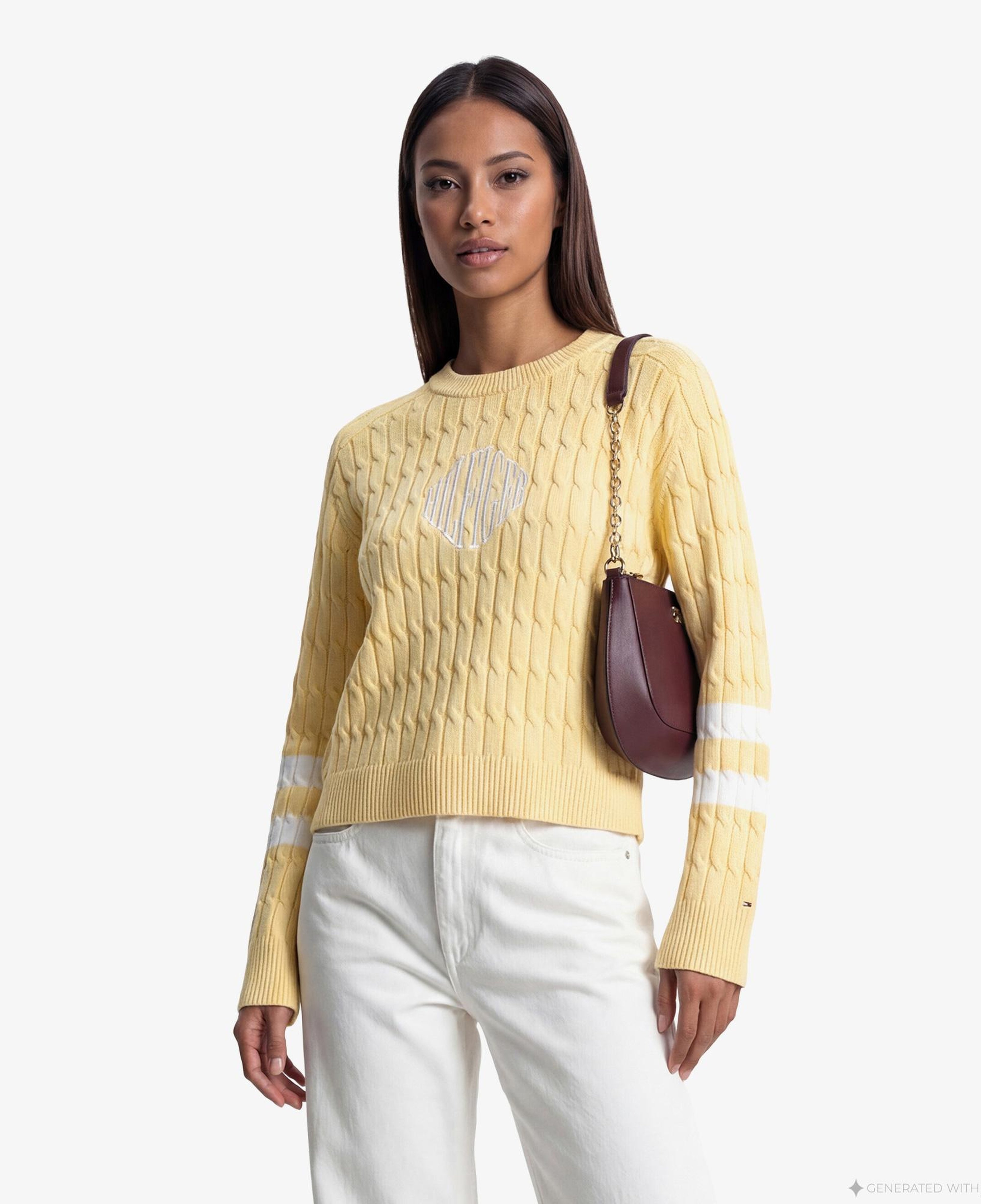 Tommy Hilfiger Textured Graphic Kadın Sarı Triko