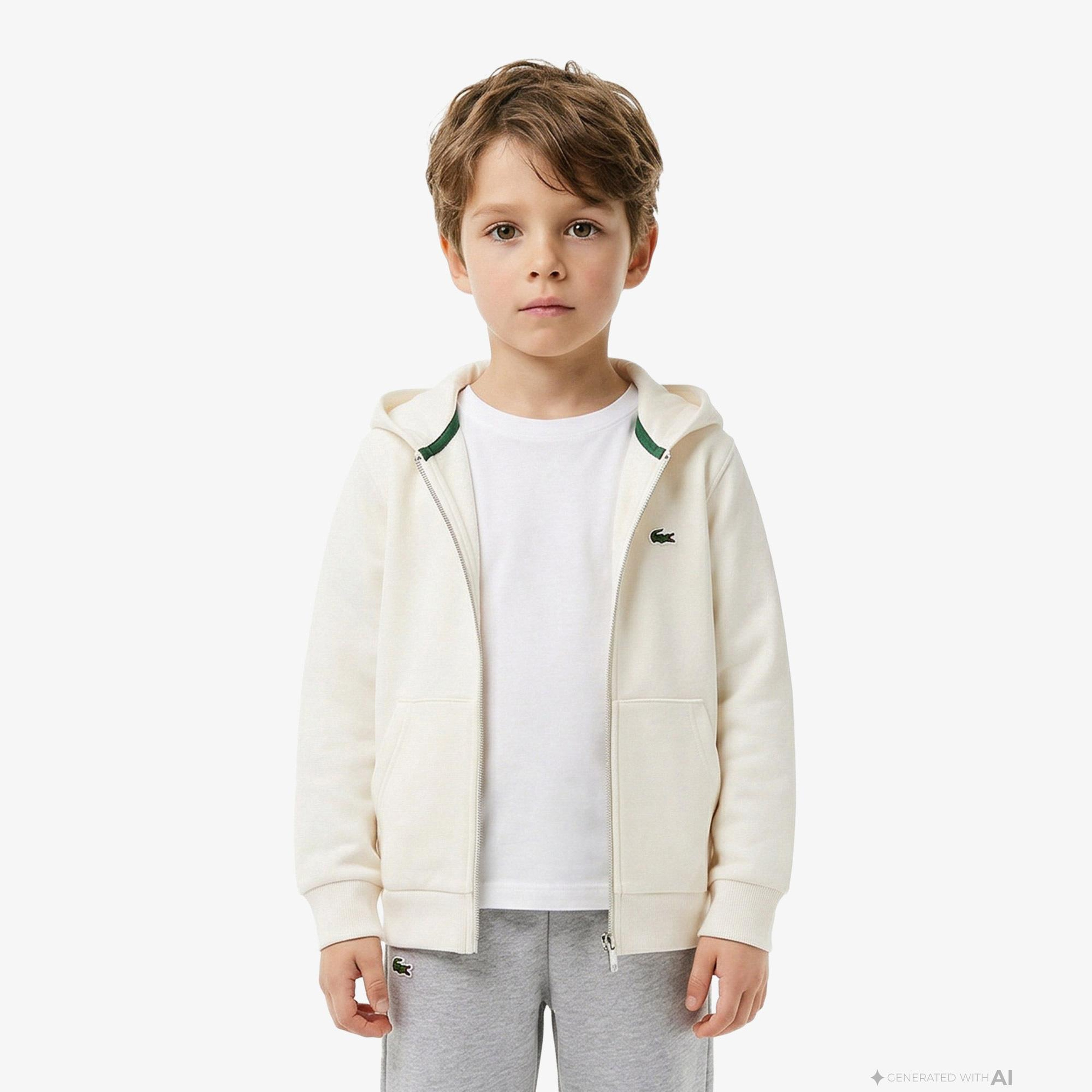 Lacoste Çocuk Kapüşonlu Krem Sweatshirt