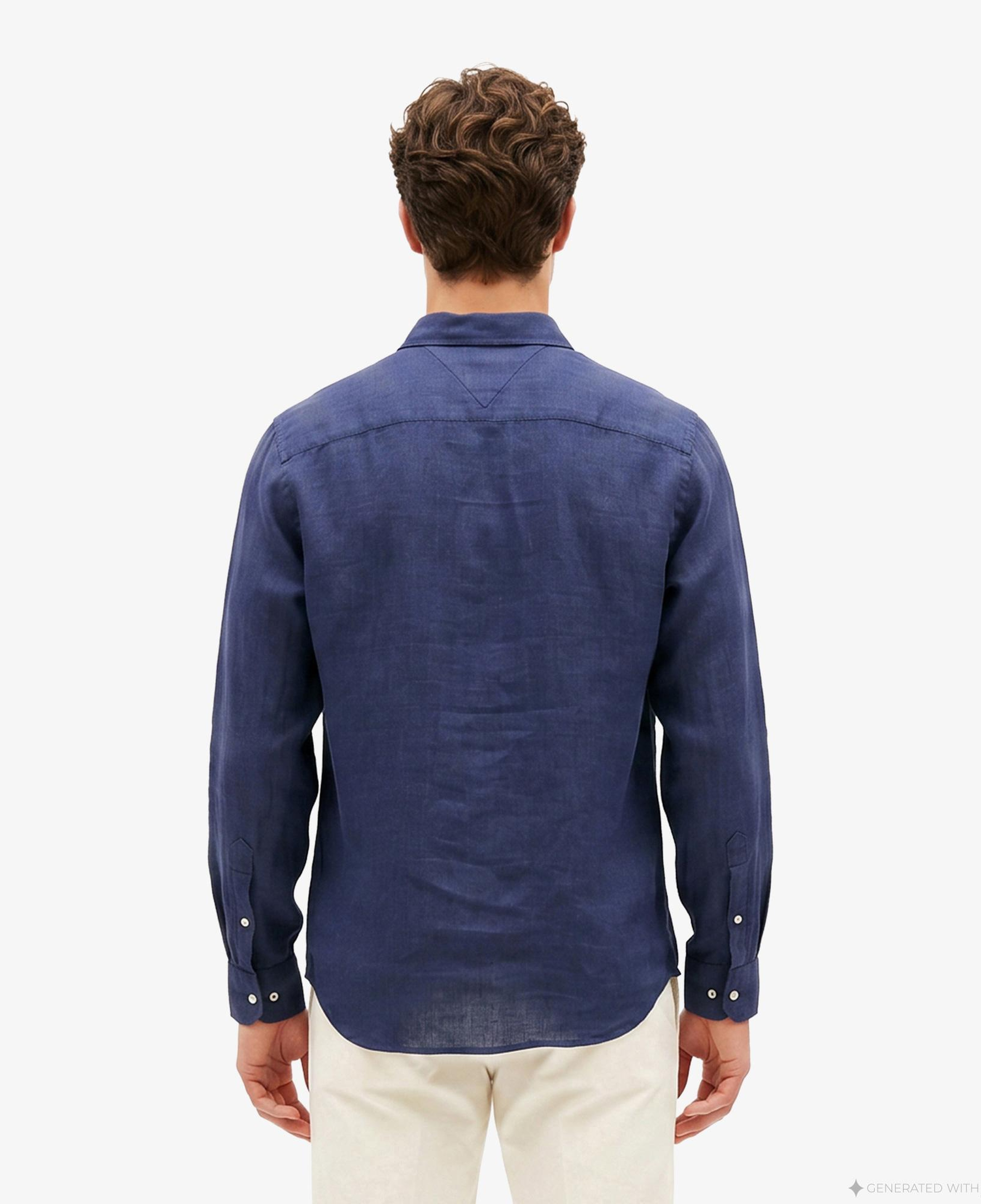 Tommy Hilfiger Seasonal Quality Erkek Lacivert Keten Gömlek