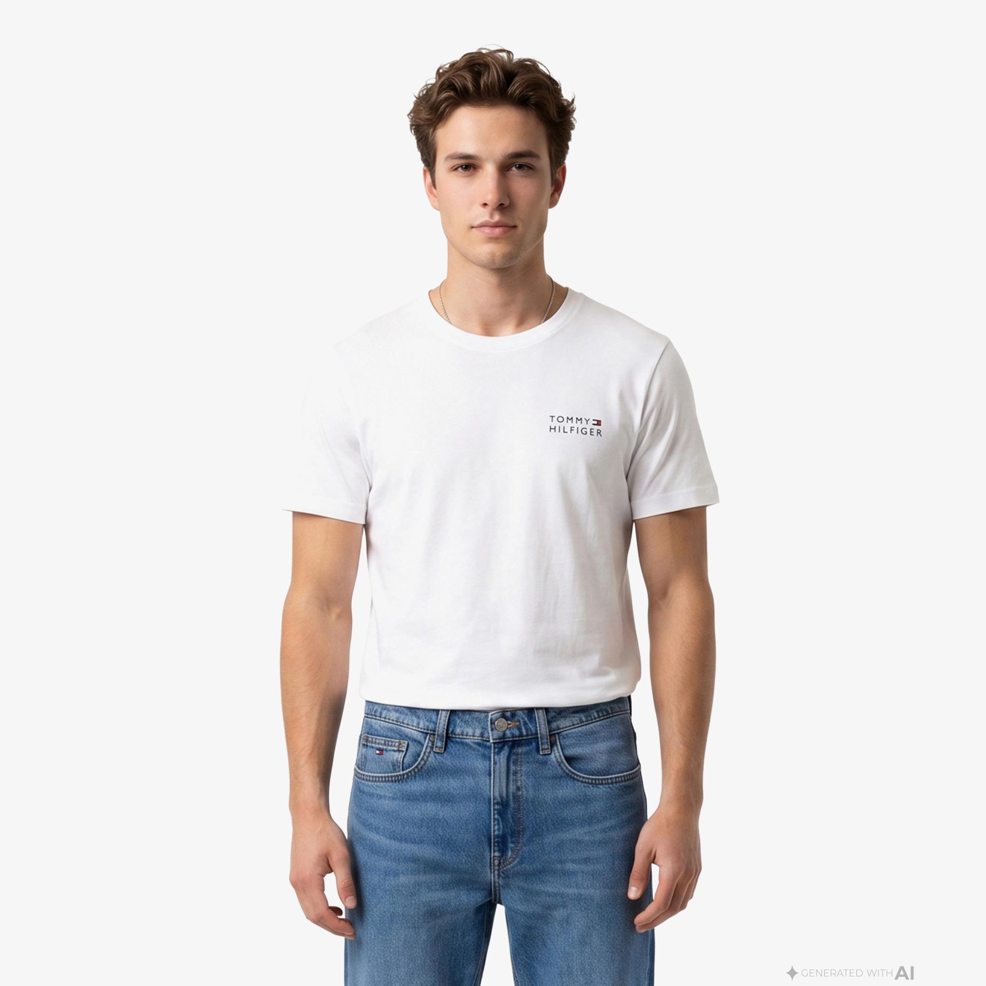 Tommy Hilfiger Brand Love Erkek Beyaz T-Shirt