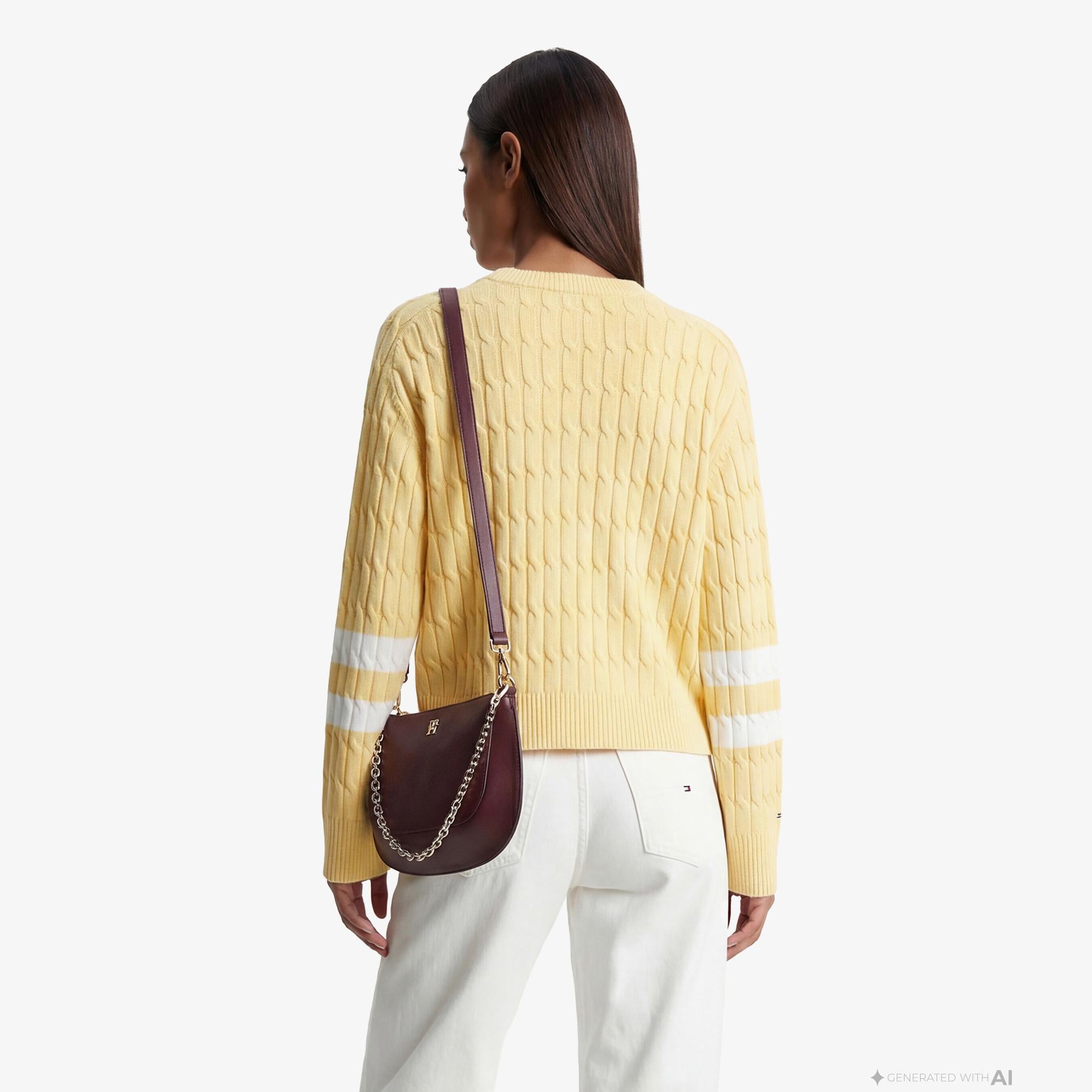 Tommy Hilfiger Textured Graphic Kadın Sarı Triko