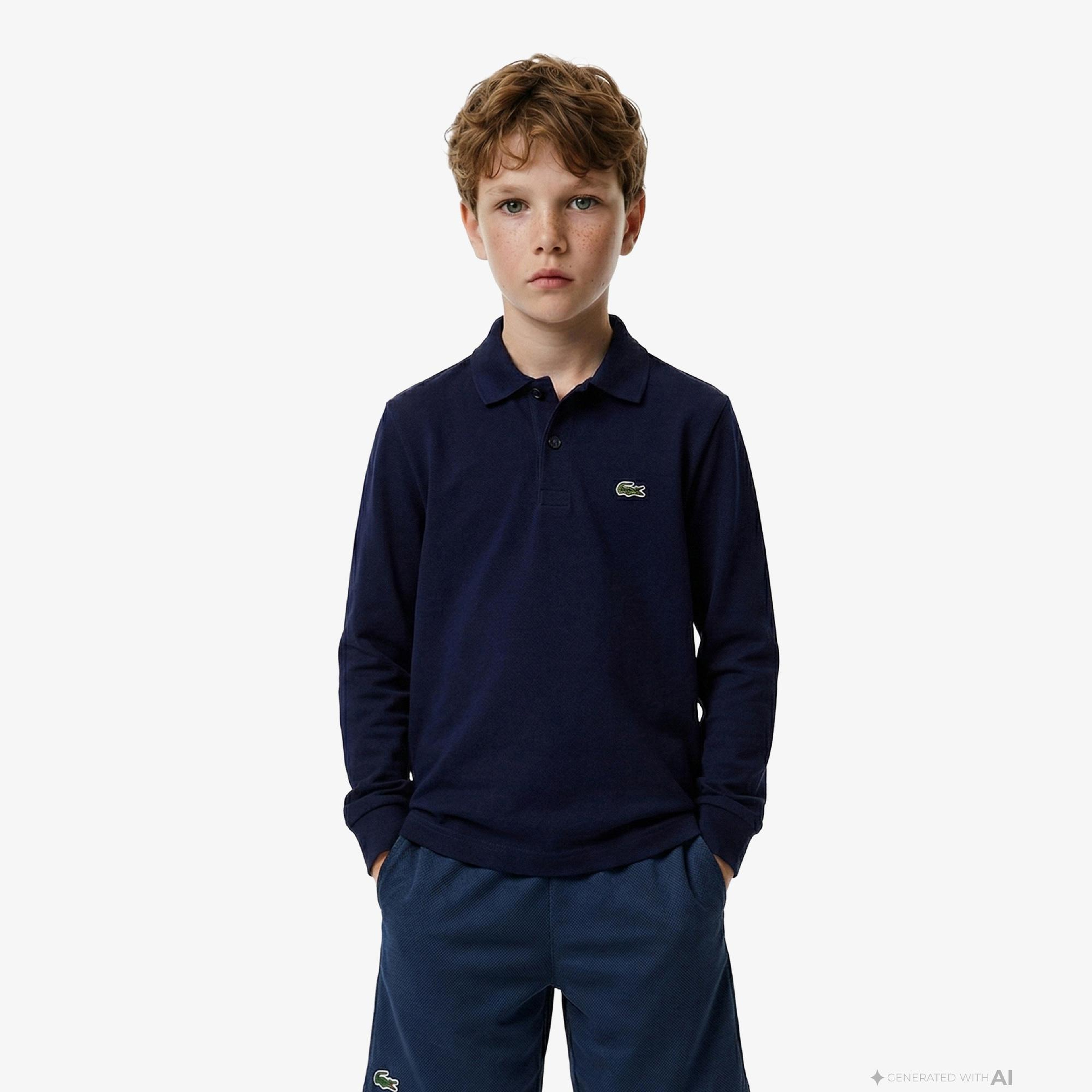 Erkek Çocuk Regular Fit Uzun Kollu Lacivert Polo