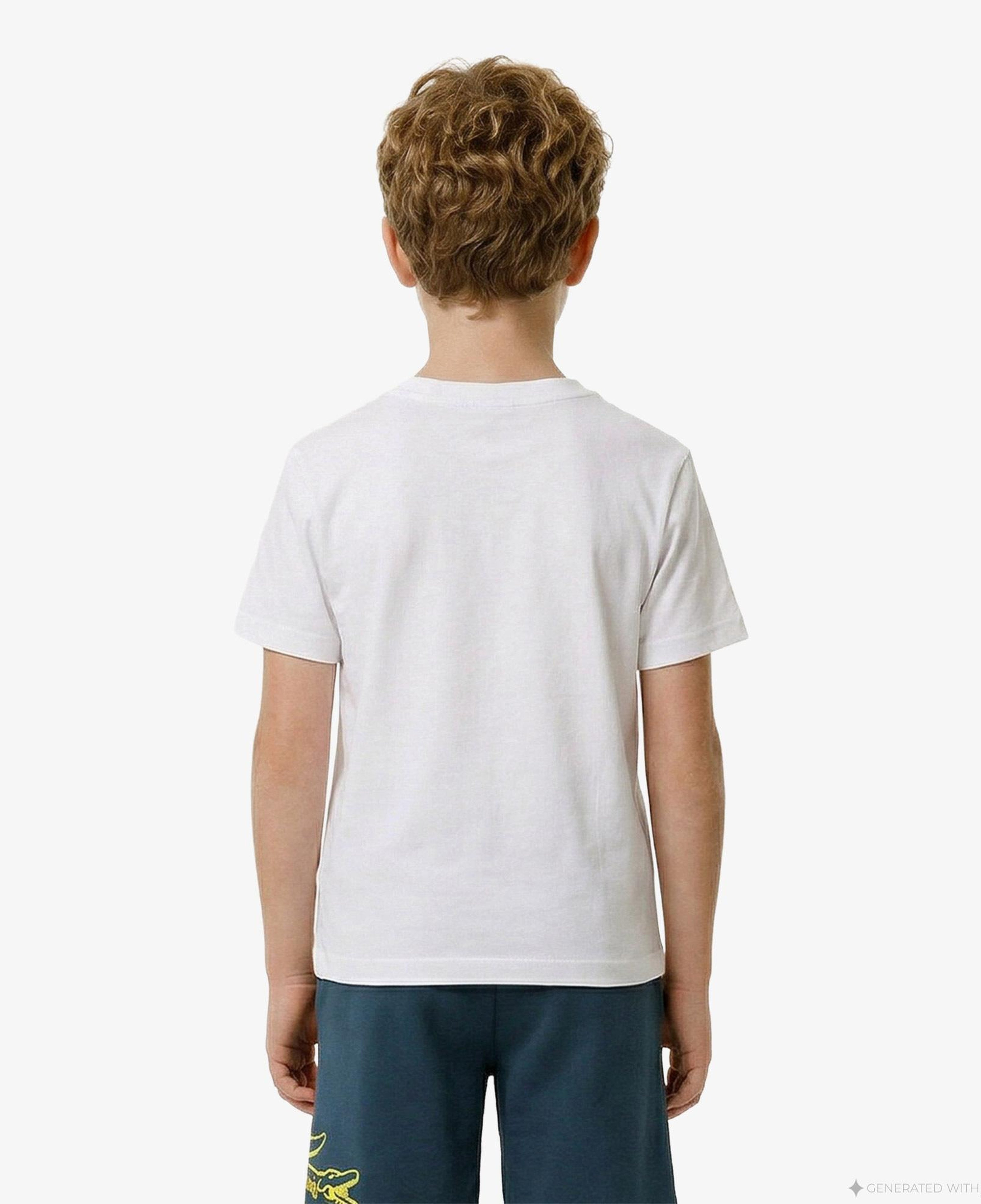 Lacoste Çocuk Bisiklet Yaka Baskılı Beyaz T-Shirt