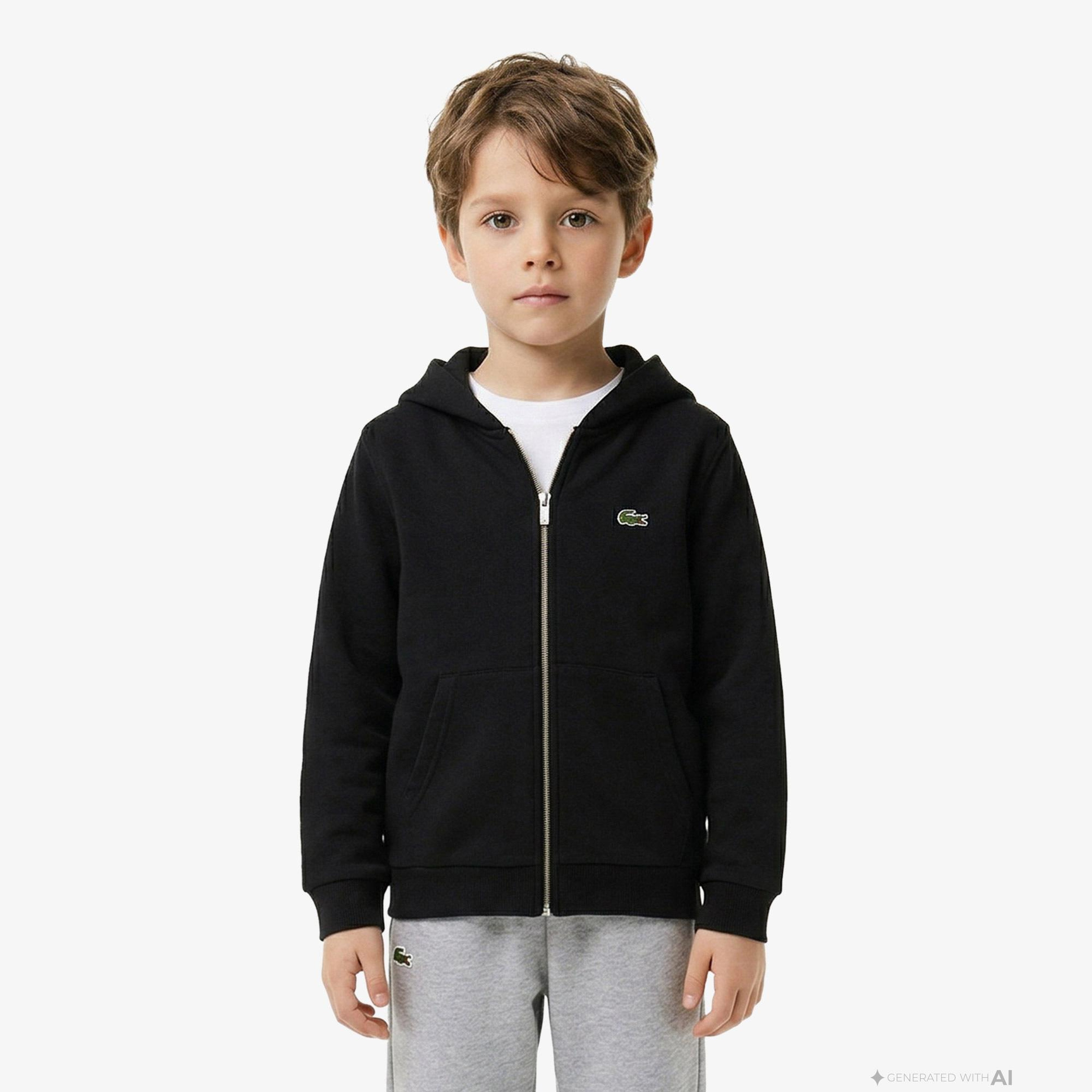 Lacoste Çocuk Kapüşonlu Siyah Sweatshirt