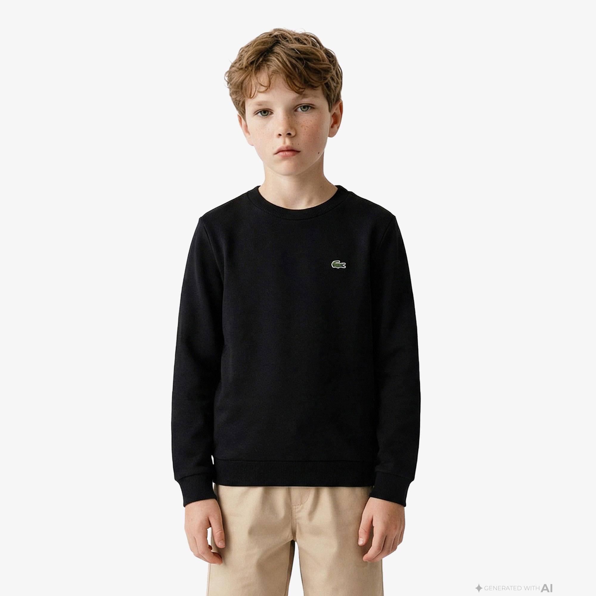 Lacoste Çocuk Bisiklet Yaka Siyah Sweatshirt