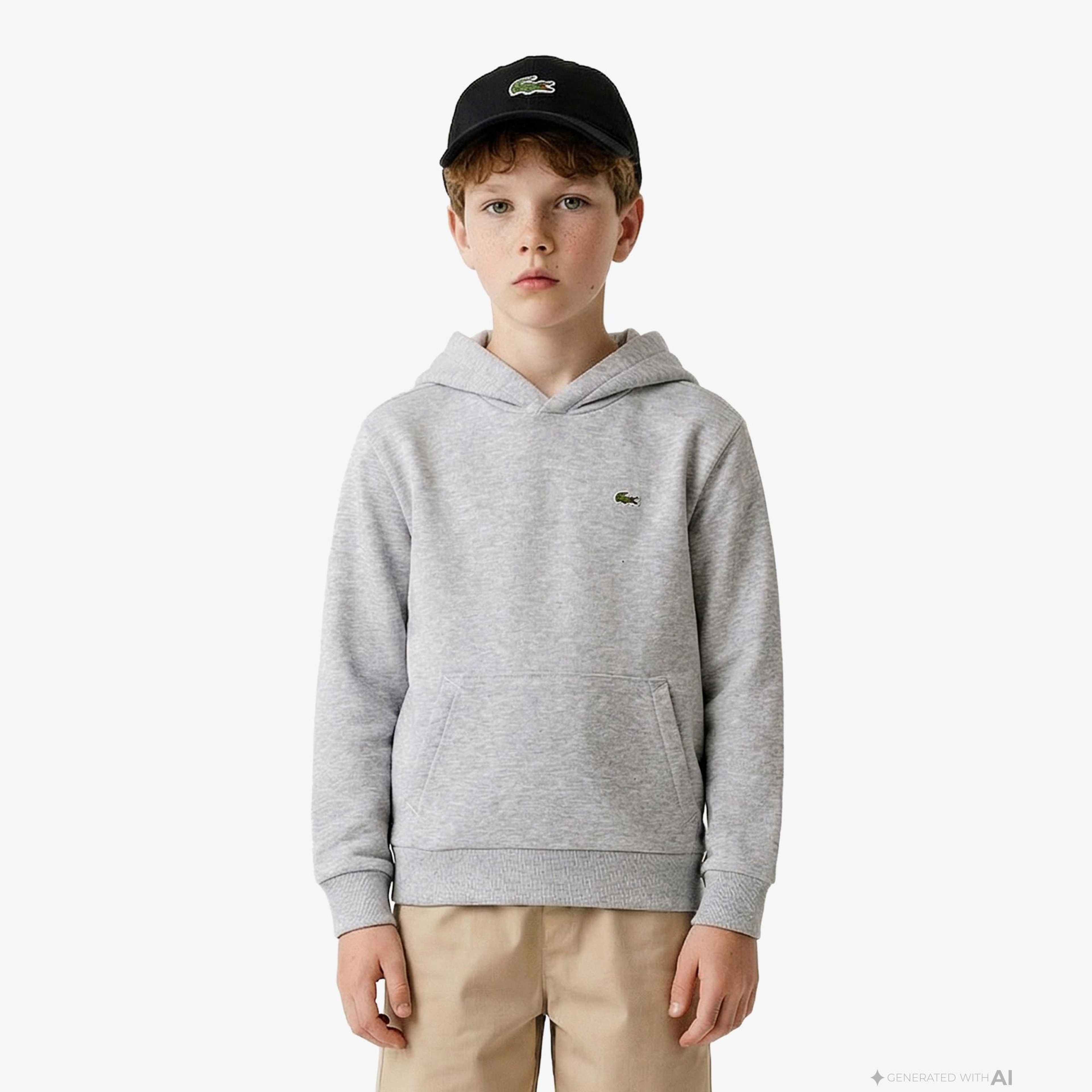 Lacoste Çocuk Kapüşonlu Gri Sweatshirt