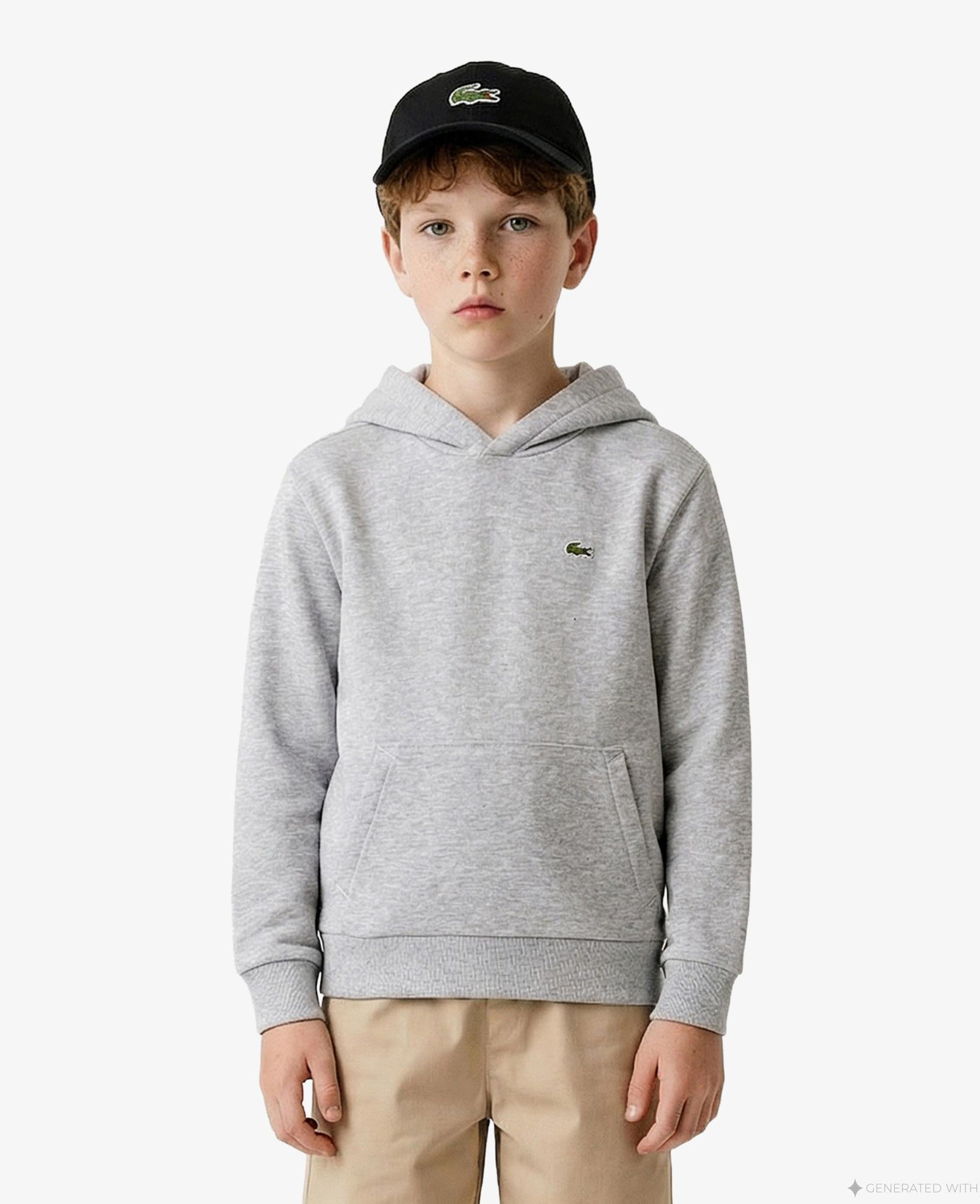 Lacoste Çocuk Kapüşonlu Gri Sweatshirt