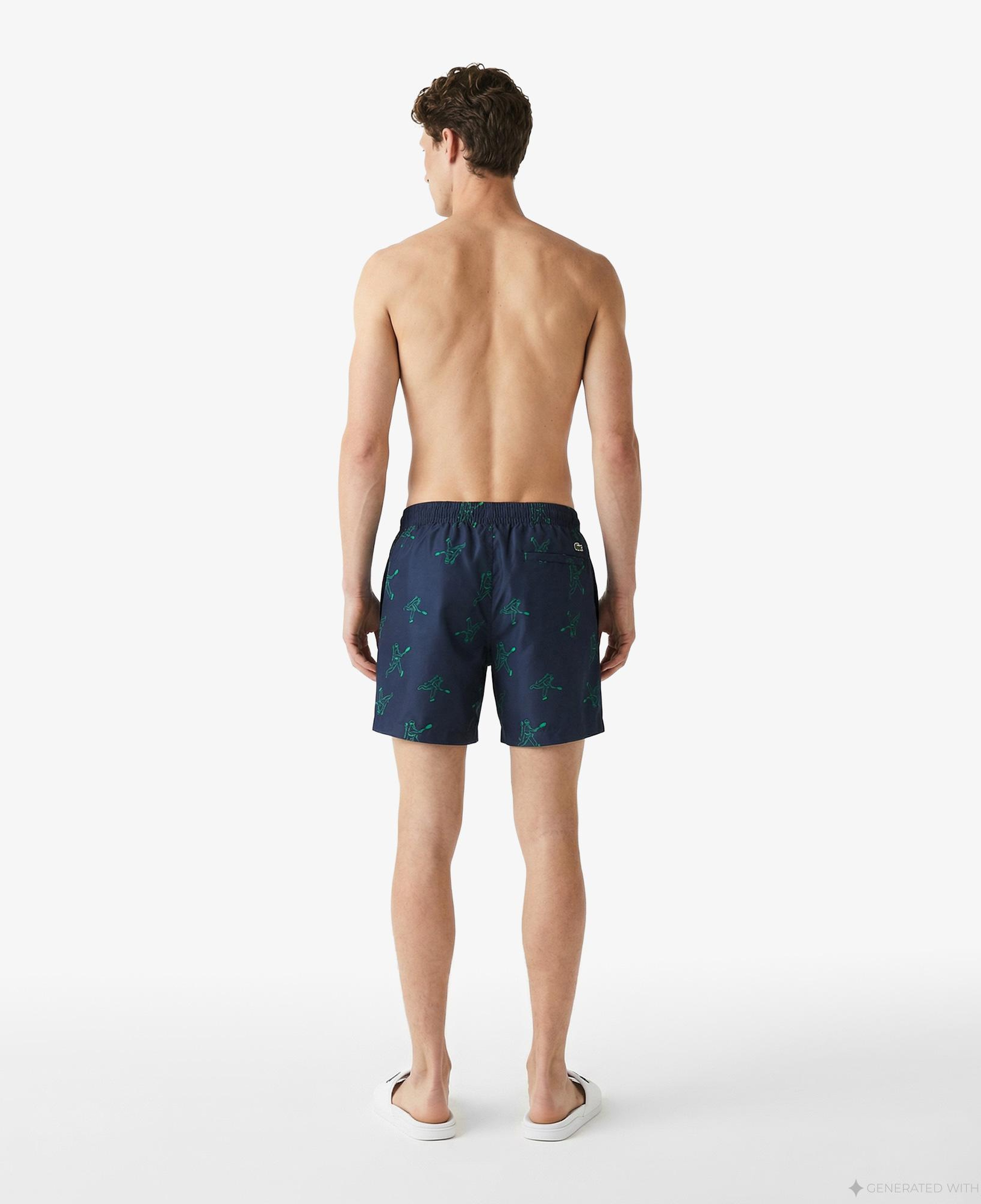 Lacoste Erkek Regular Fit Desenli Lacivert Deniz Şortu
