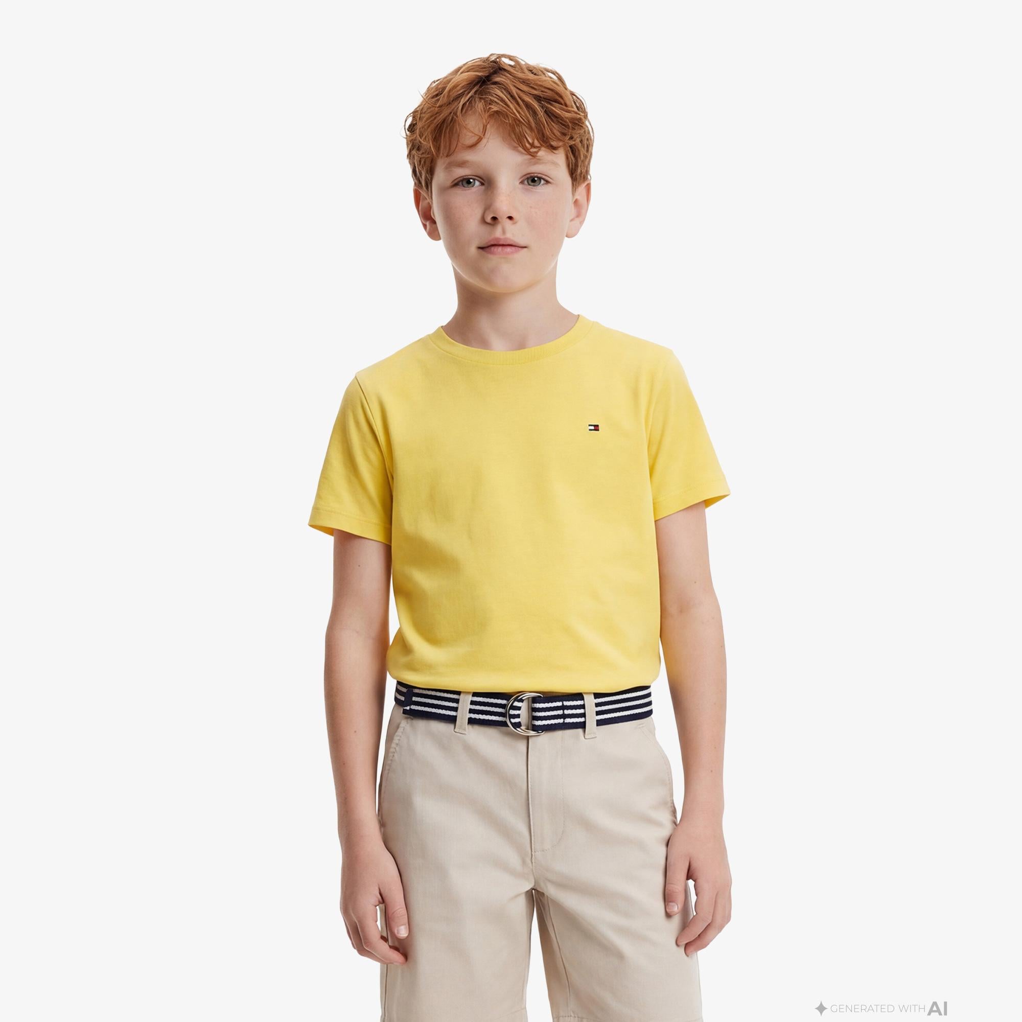 Tommy Hilfiger Essentials Çocuk Sarı Crop T-Shirt