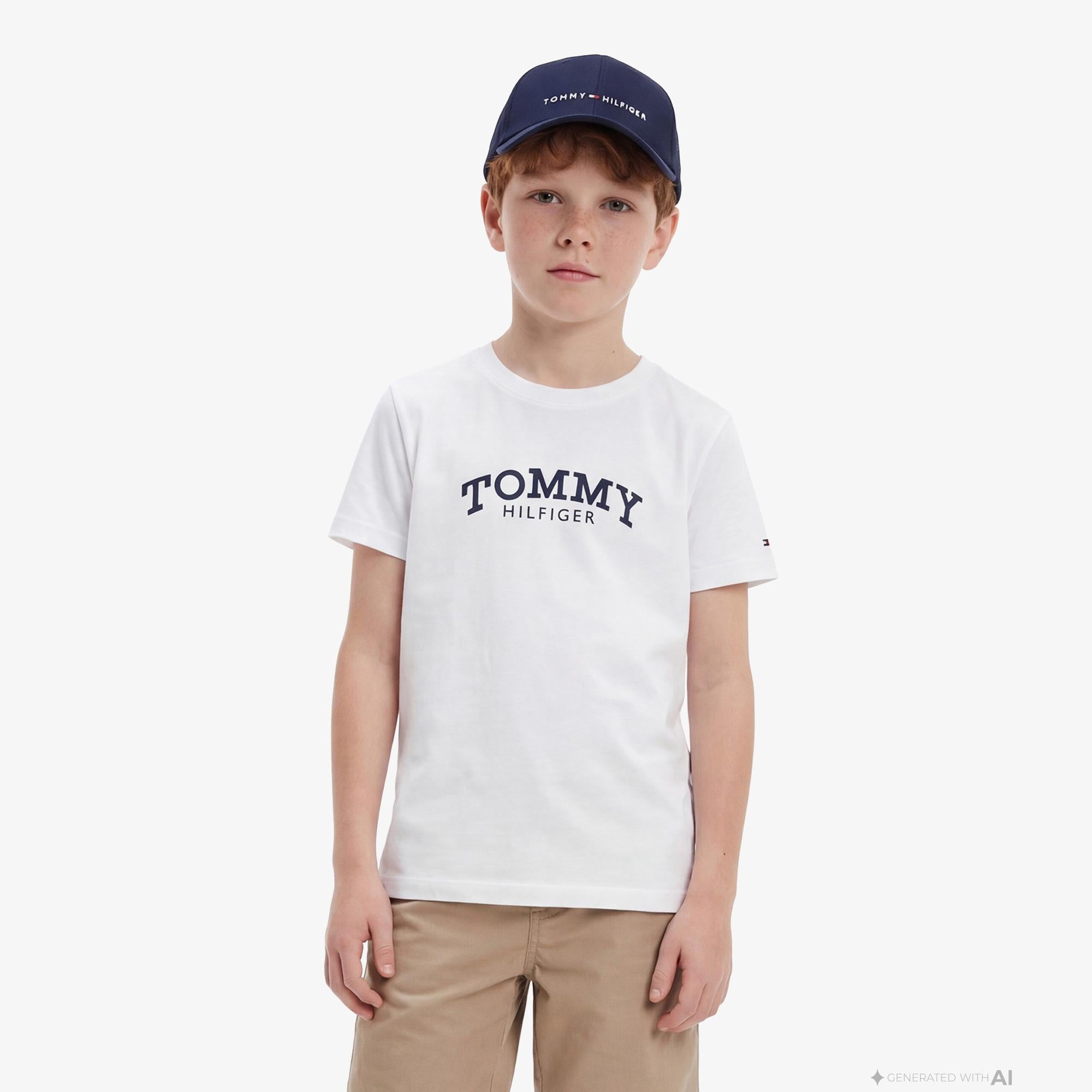 Tommy Hilfiger Monotype Çocuk Beyaz T-Shirt