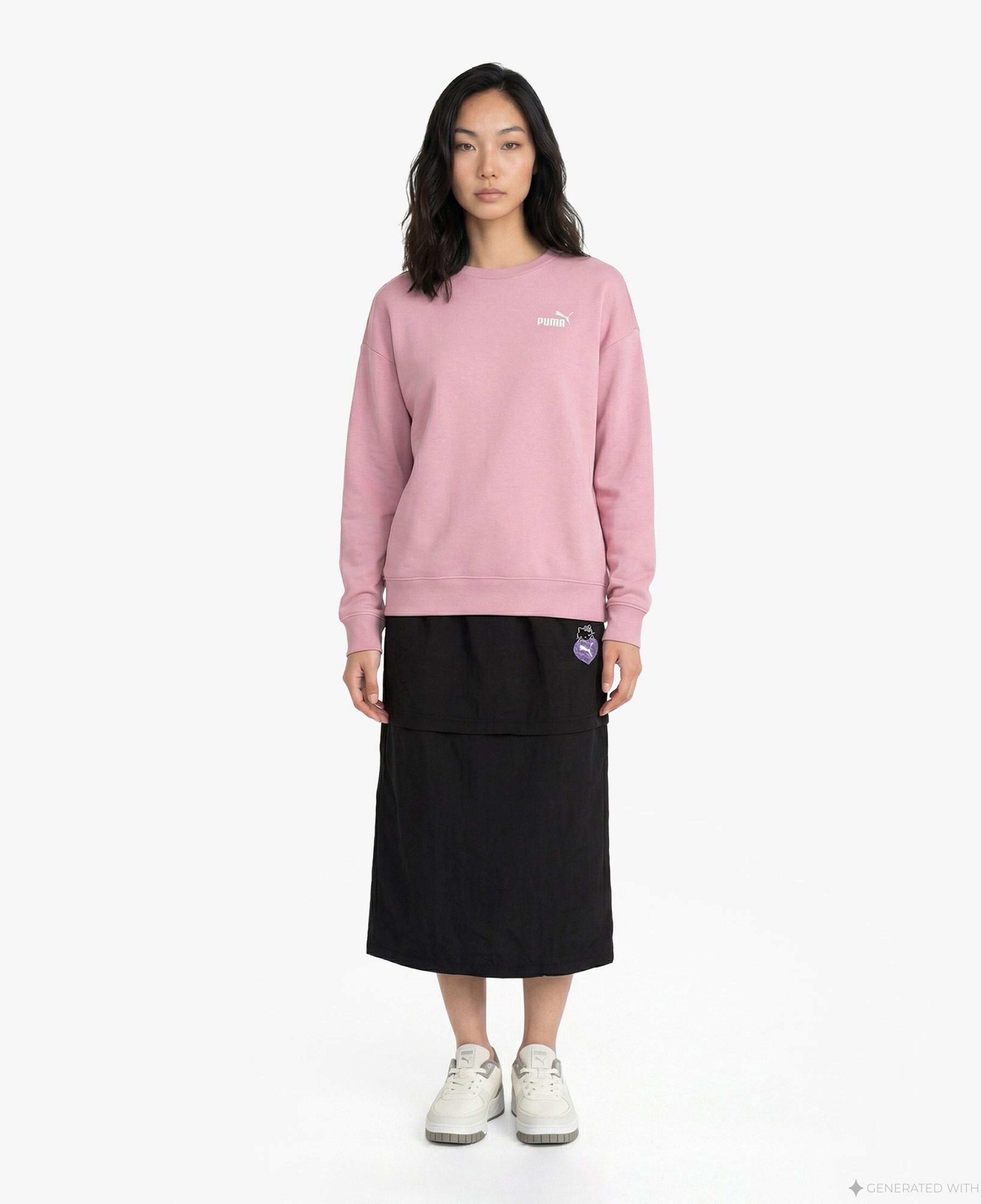 Puma Essential Small Logo Relaxed Crew Kadın Pembe Sweatshirt